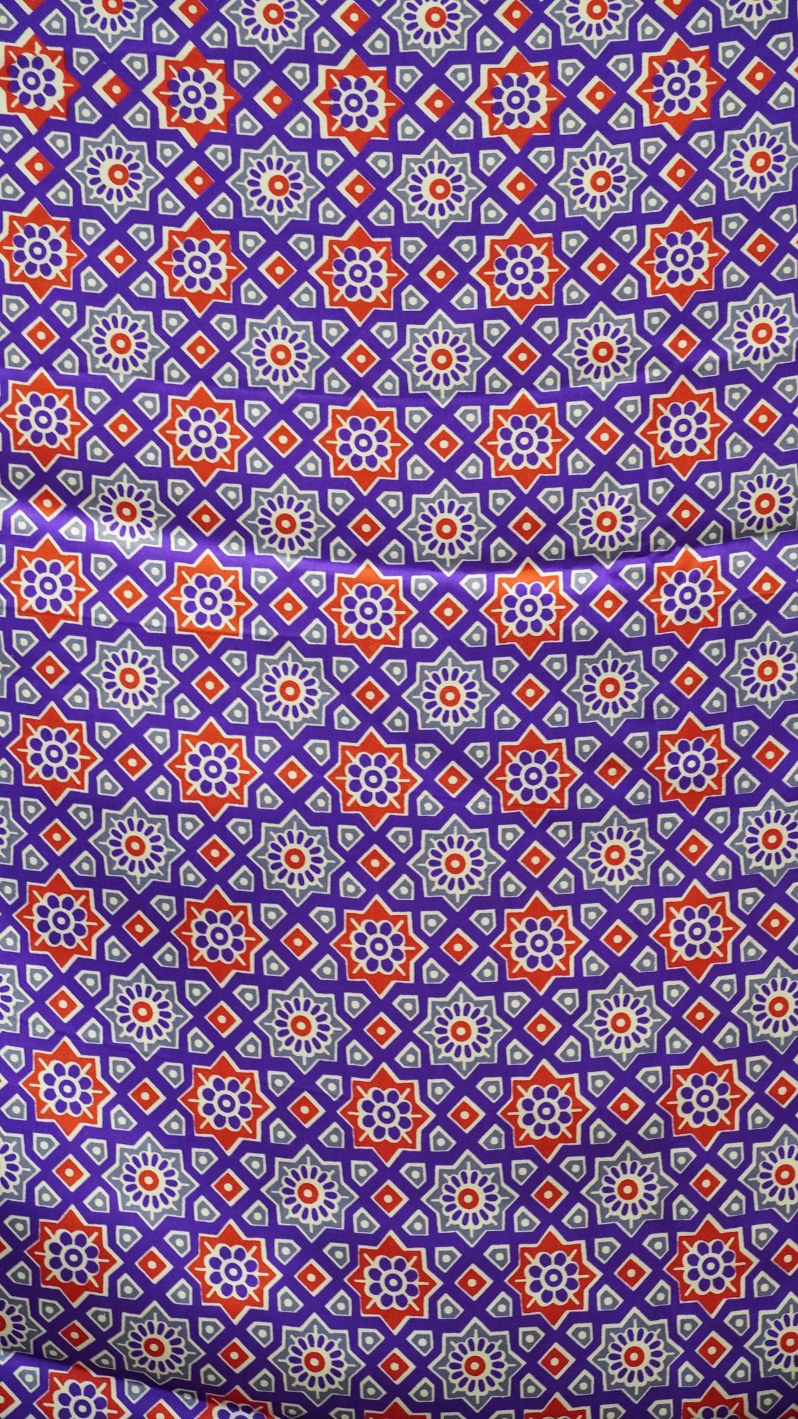 Modal Satin Saree with Ajrakh Blouse - Violet
