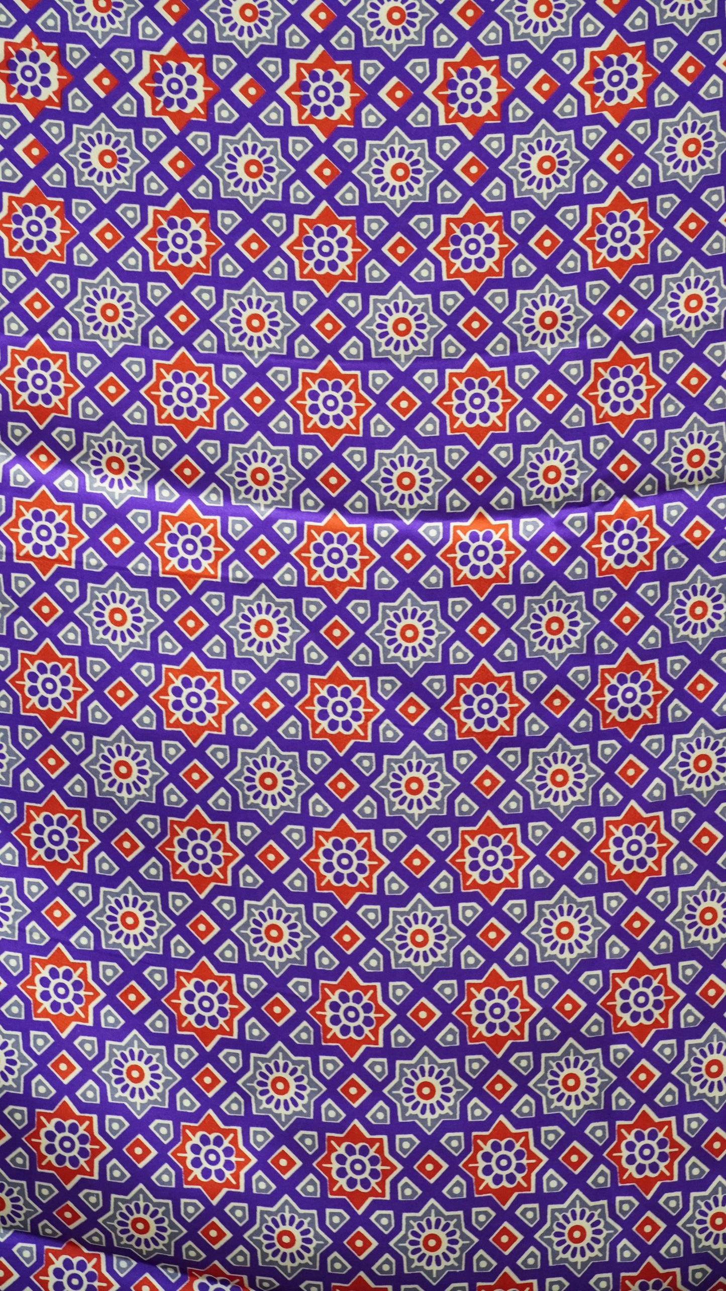 Modal Satin Saree with Ajrakh Blouse - Violet