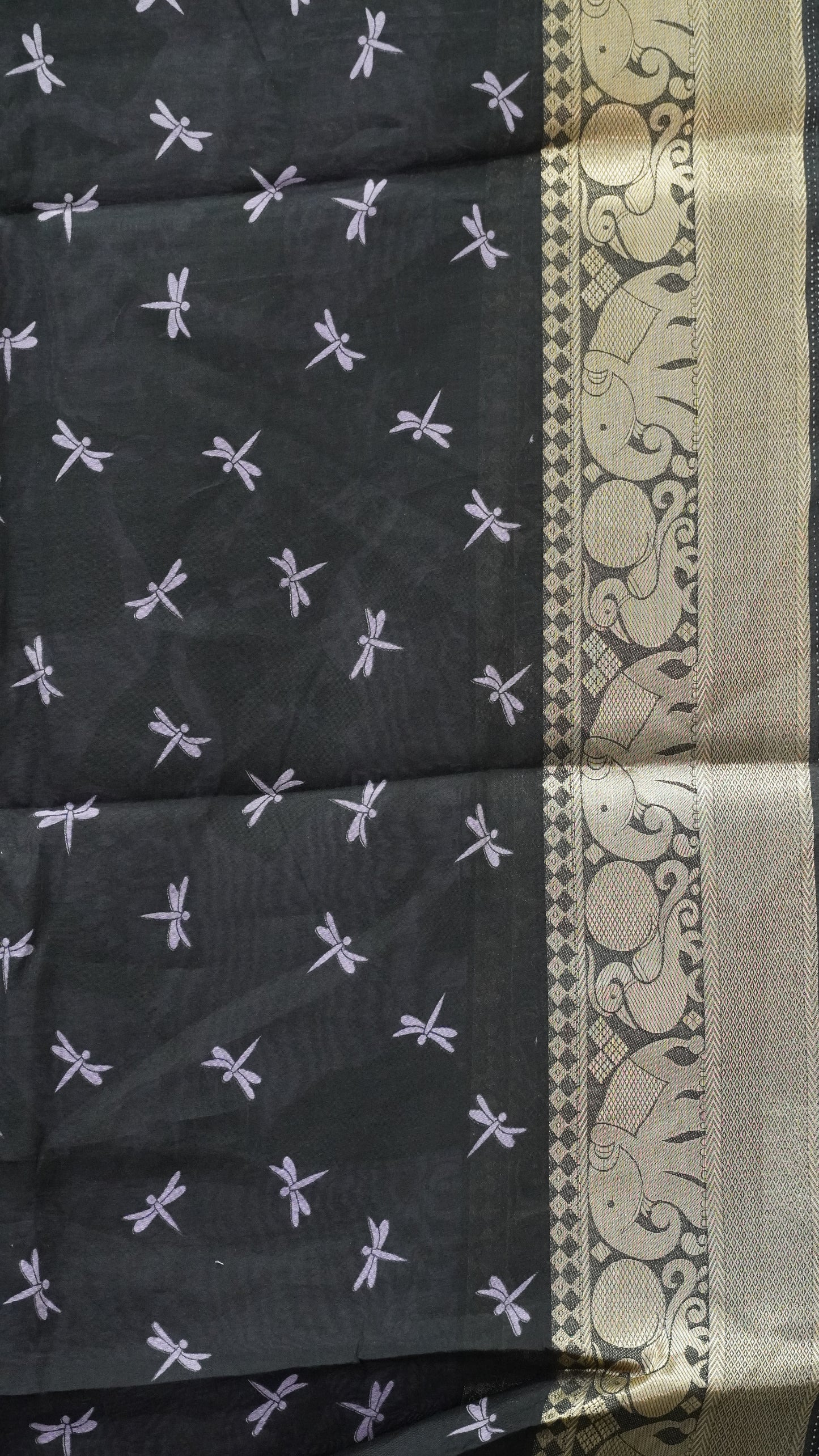 Chanderi Saree Flamingo Print - Pink