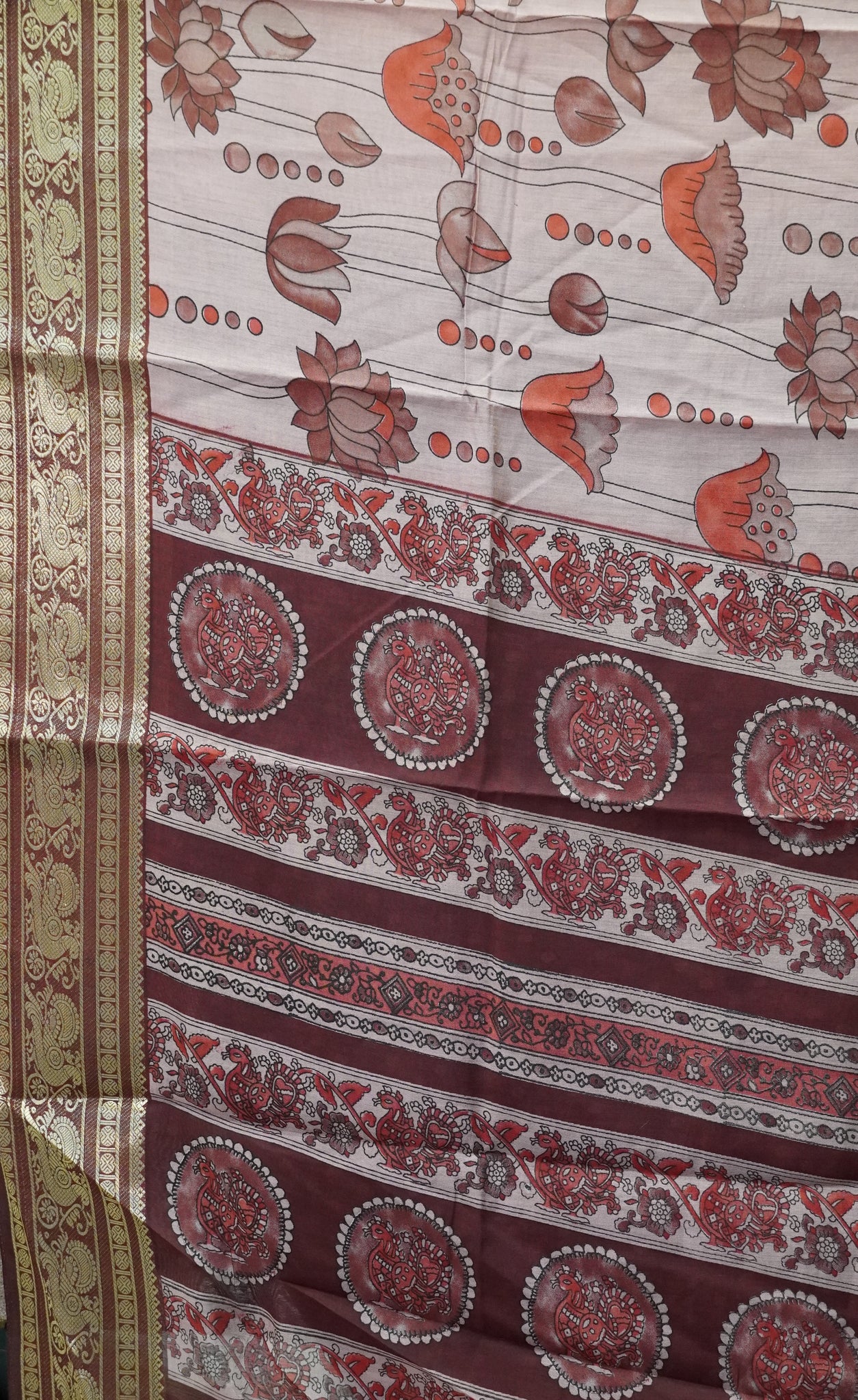 Malai Cotton Saree Mangalgiri Border - Onion Pink