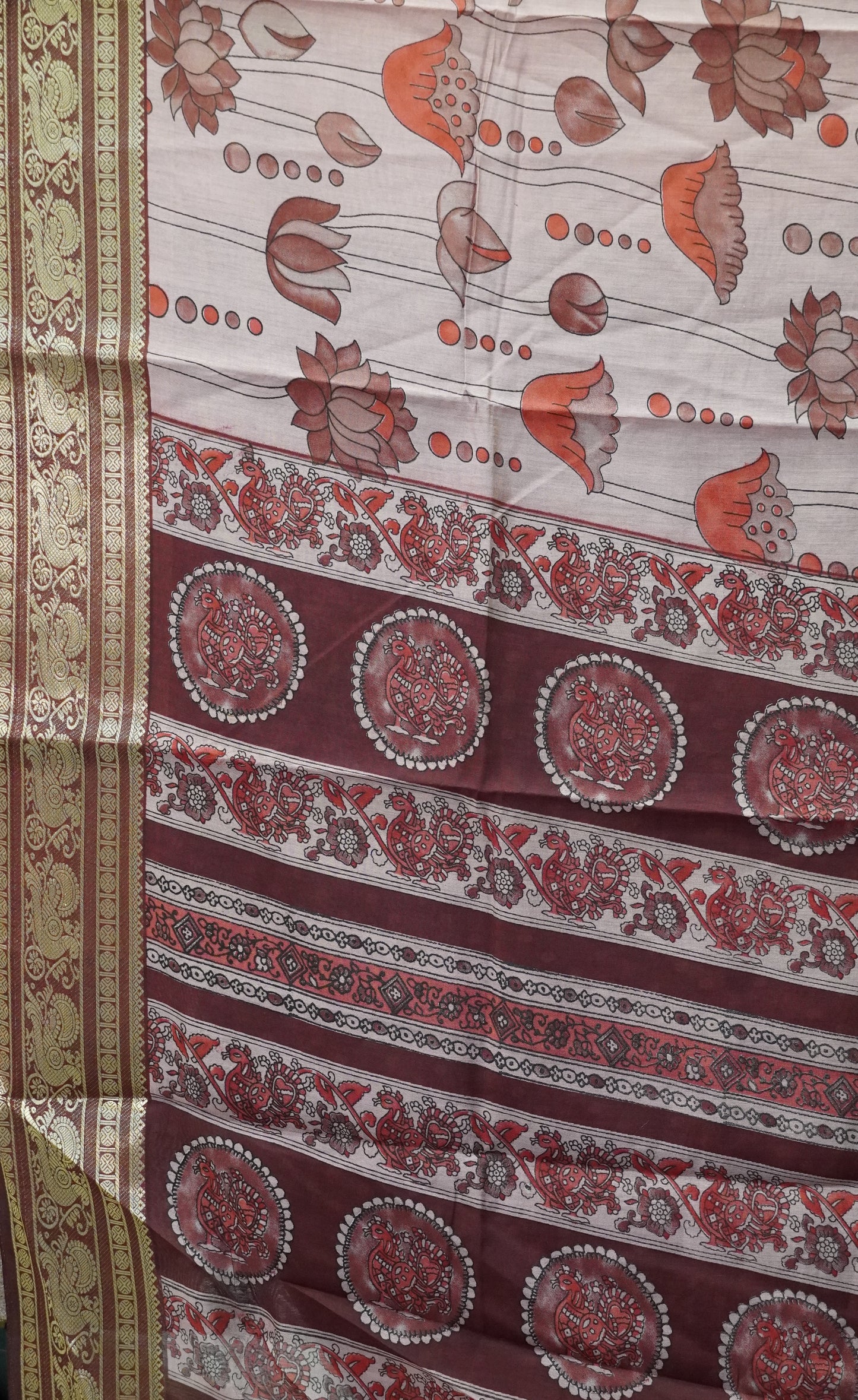 Malai Cotton Saree Mangalgiri Border - Onion Pink