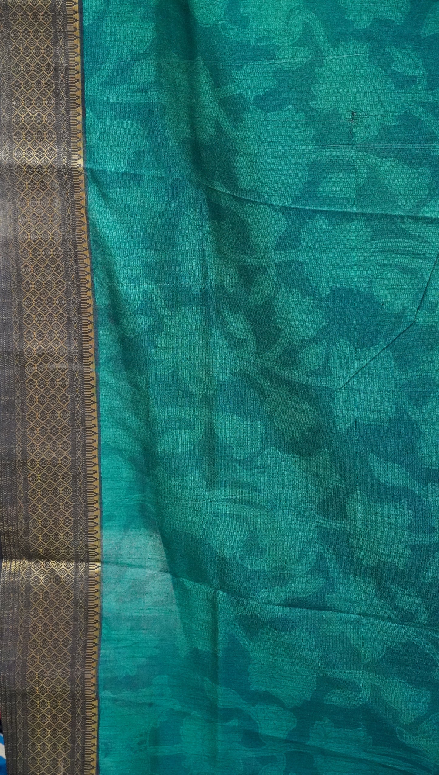 Semi Pattola Saree Pichwai & Floral Print with Black Border - Violet