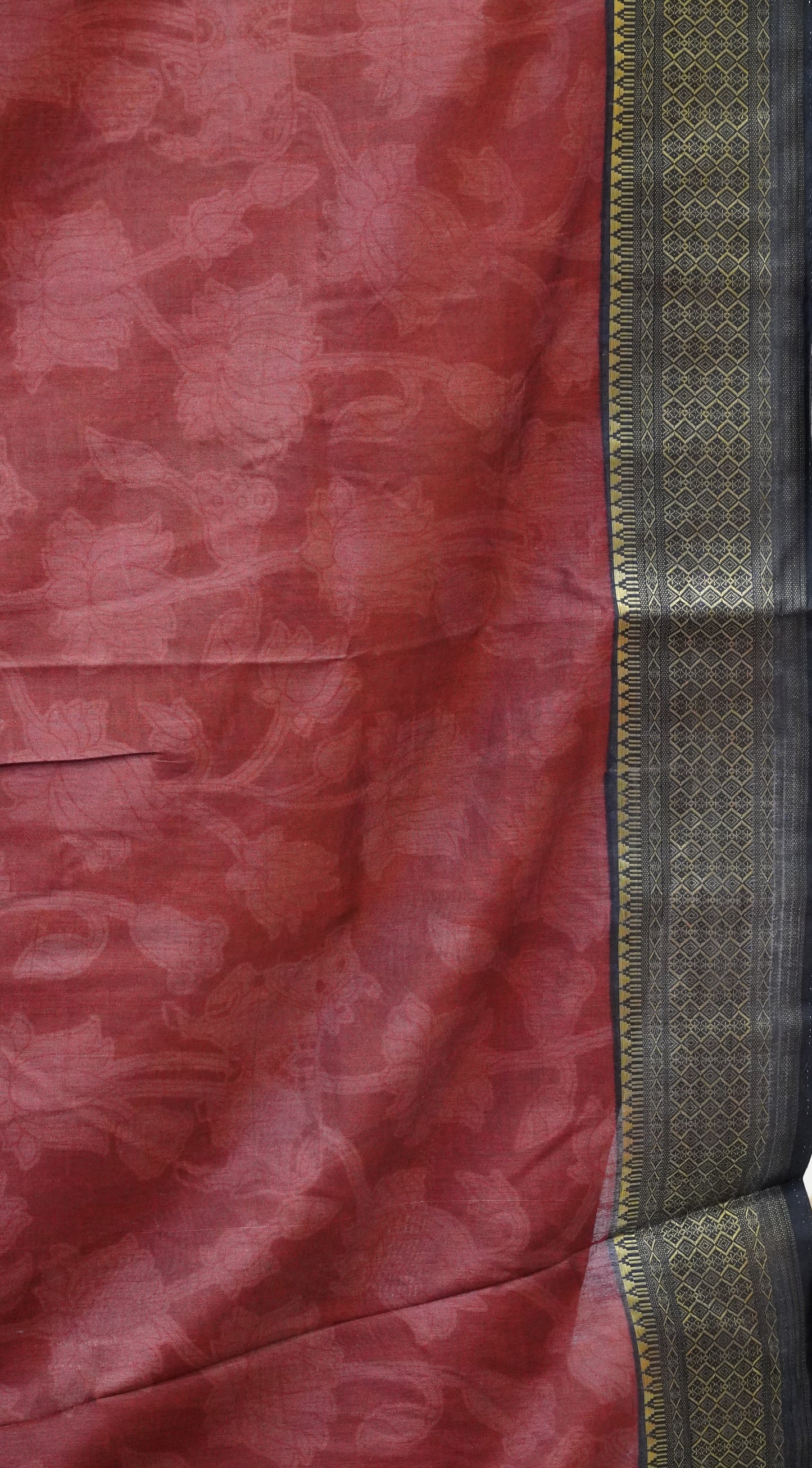 Semi Pattola Saree Pichwai & Floral Print with Black Border- Mustard