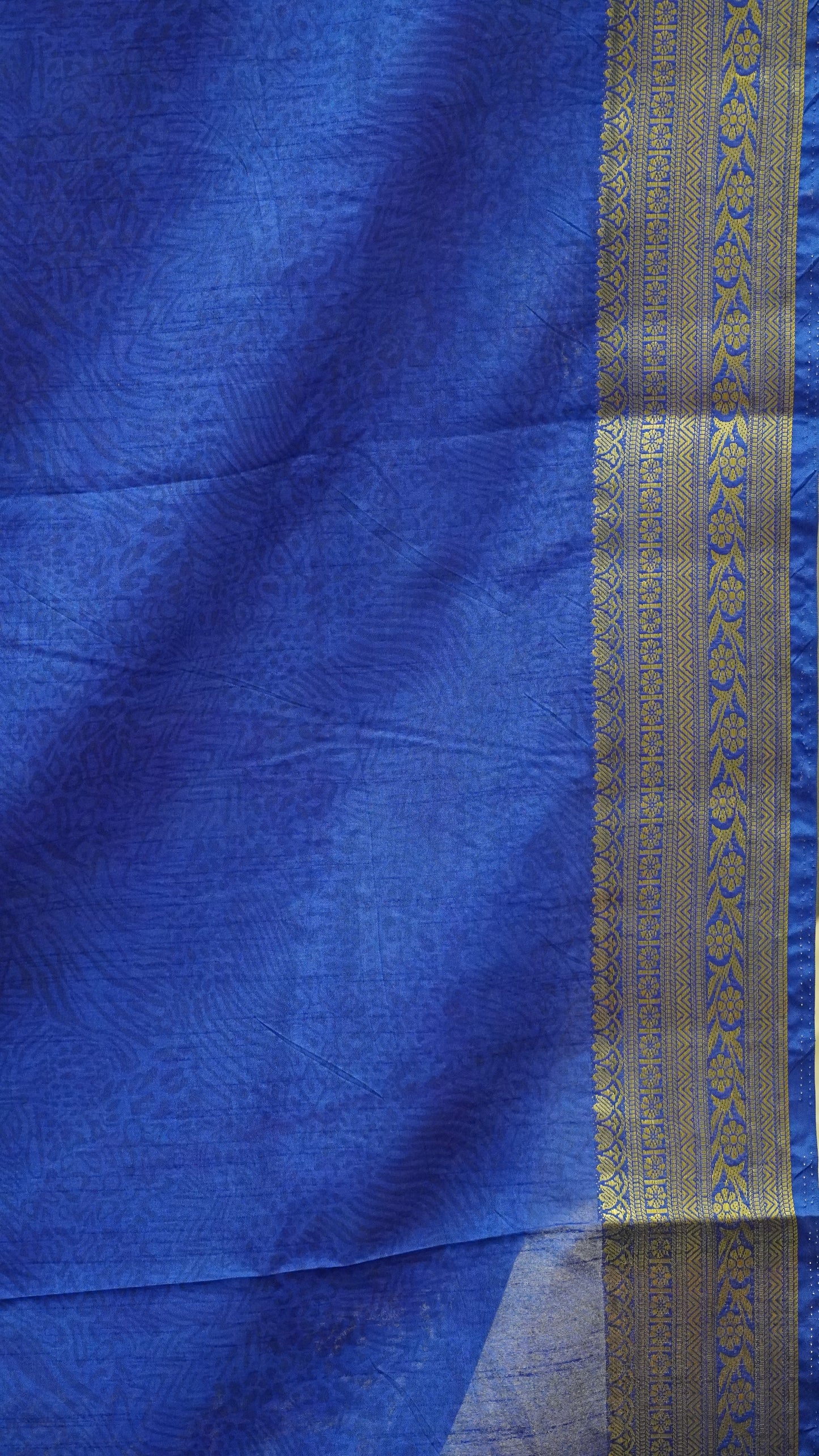Semi Pattola Saree Pichwait & Floral Print with Floral Border - Purple to Blue