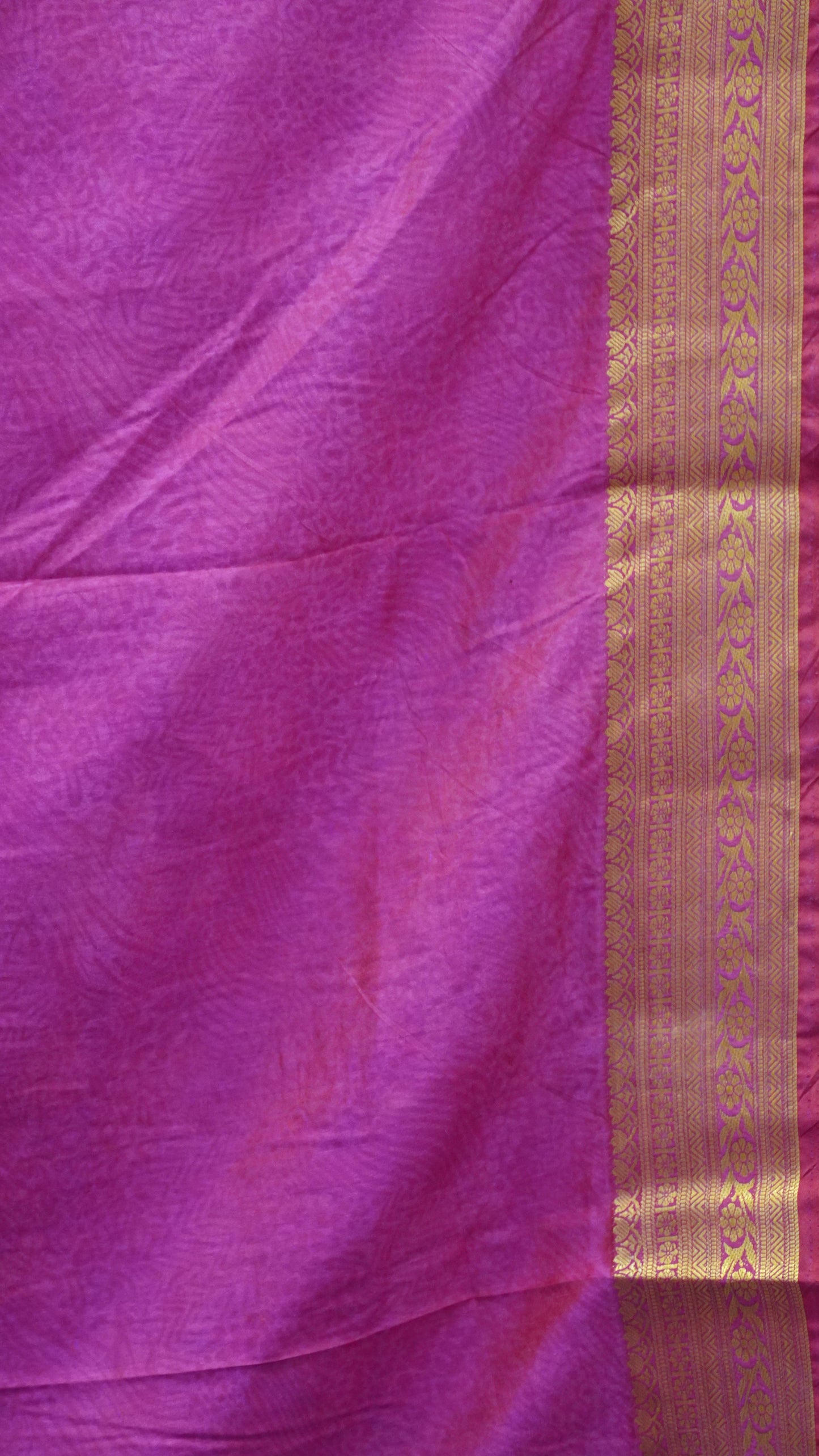 Semi Pattola Saree Pichwait & Floral Print with Floral Border - Purple to Pink