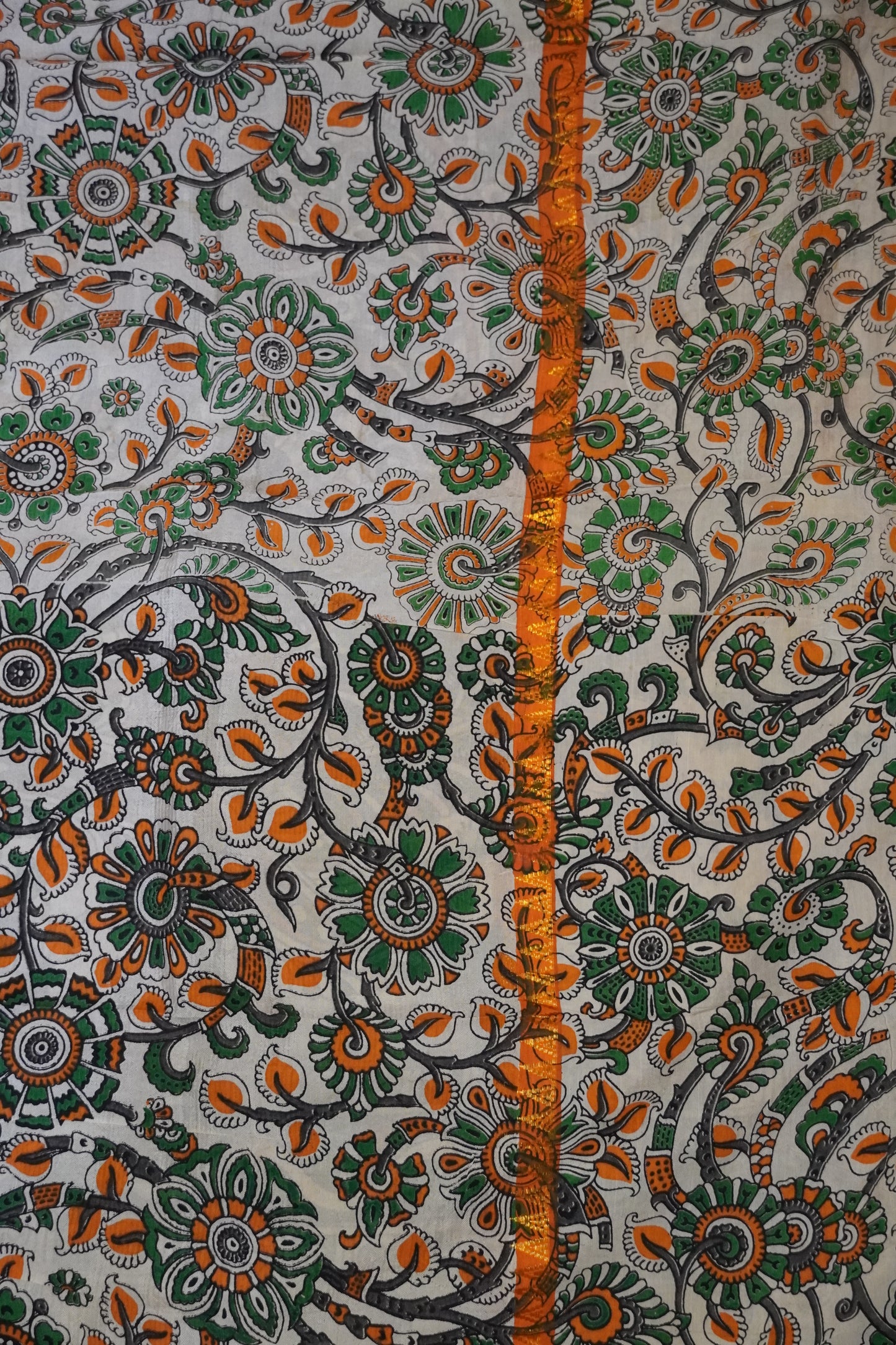Kalamkari Silk Saree - Pichwai Pattern Orange