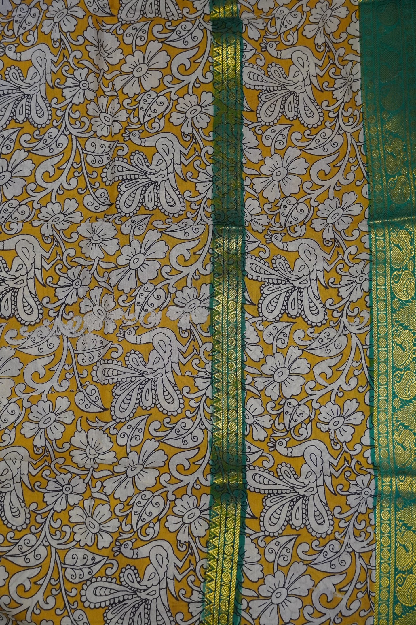 Kalamkari Silk Saree - Green