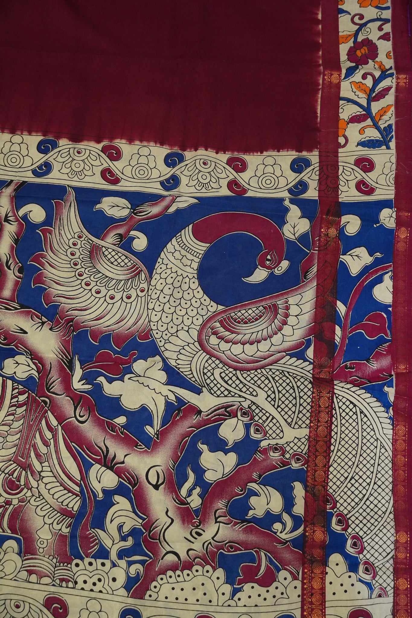 Kalamkari Silk Saree - Maroon