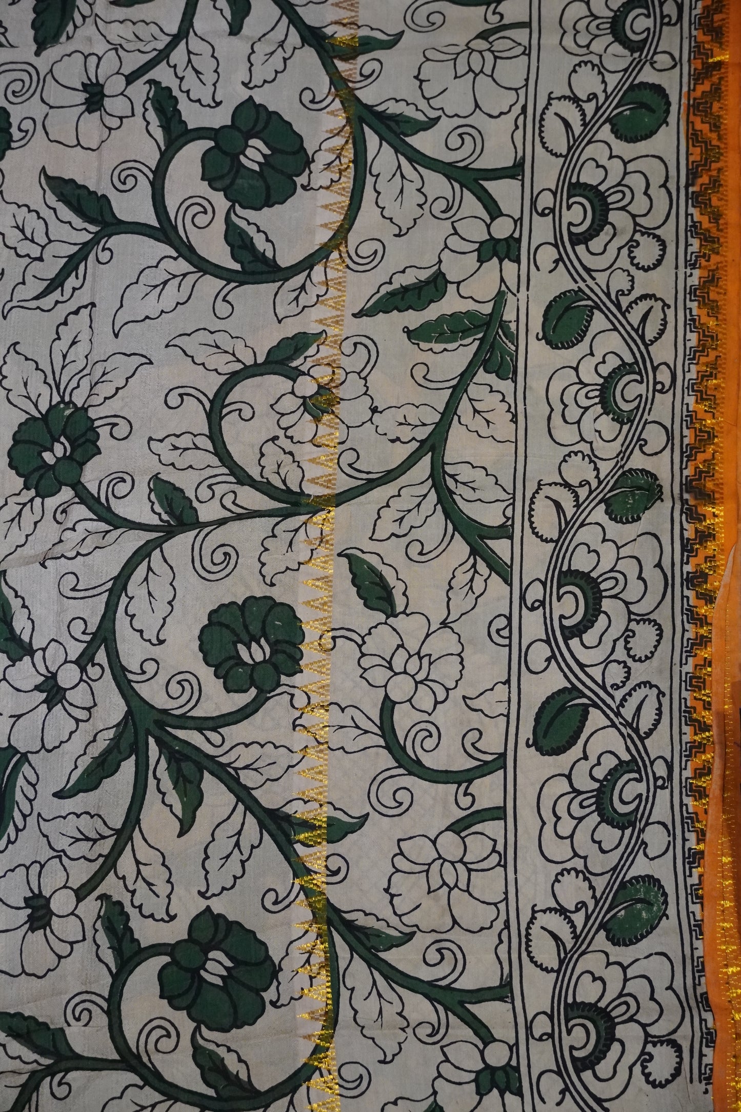 Kalamkari Silk Saree - Orange