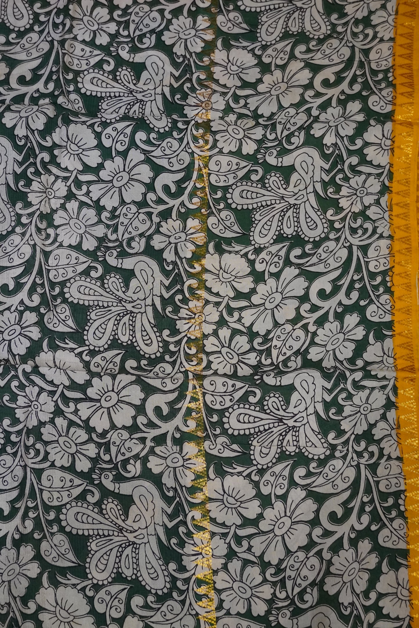 Kalamkari Silk Saree -Mustard
