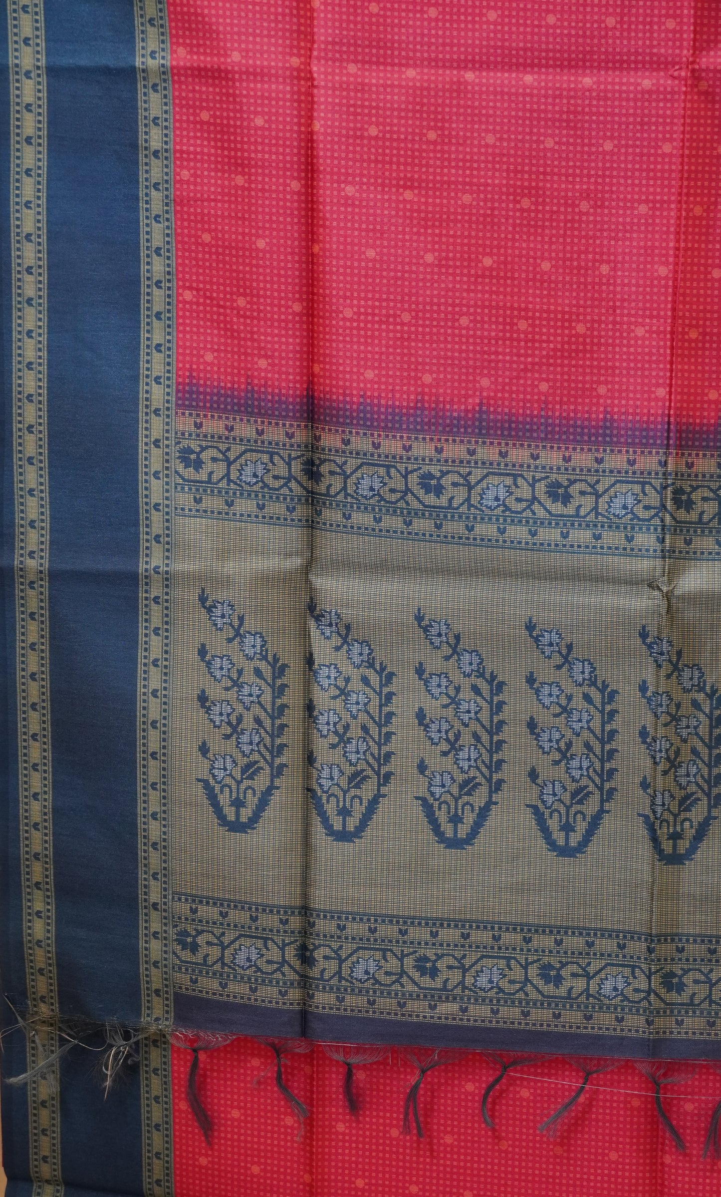 Semi Tussar Saree With Rettapet Border - Pink