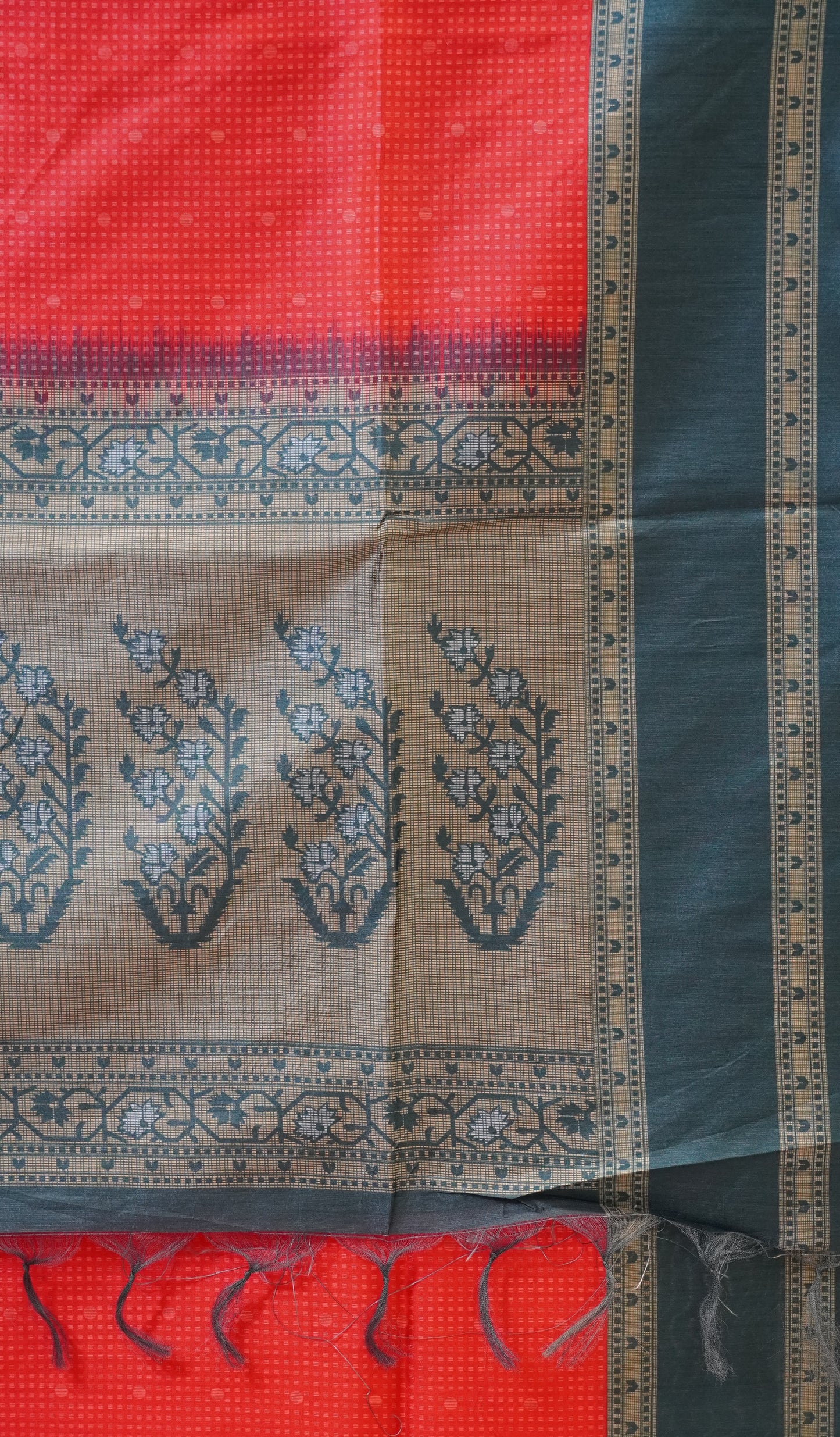 Semi Tussar Saree With Rettapet Border - Rani Pink