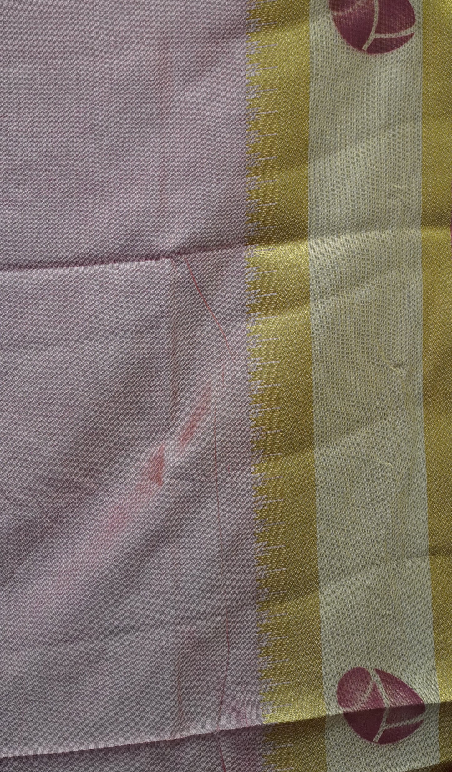 Semi Pattola Saree Floral Print With Pot Print Border- Pink