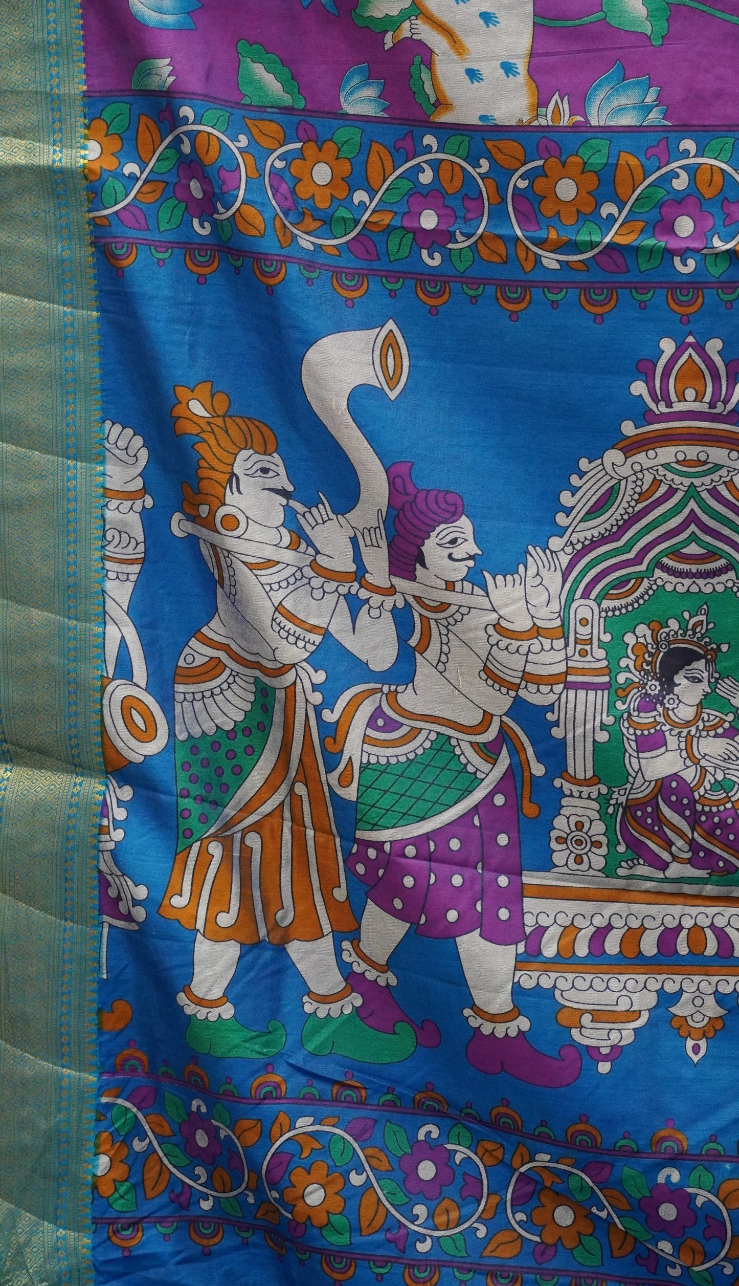 Semi Pattola Saree Pichwai Print - Purple