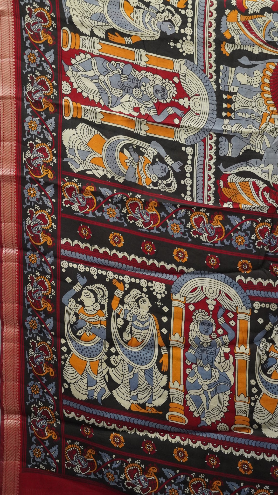 Malai Cotton Saree Chennur Design - Black