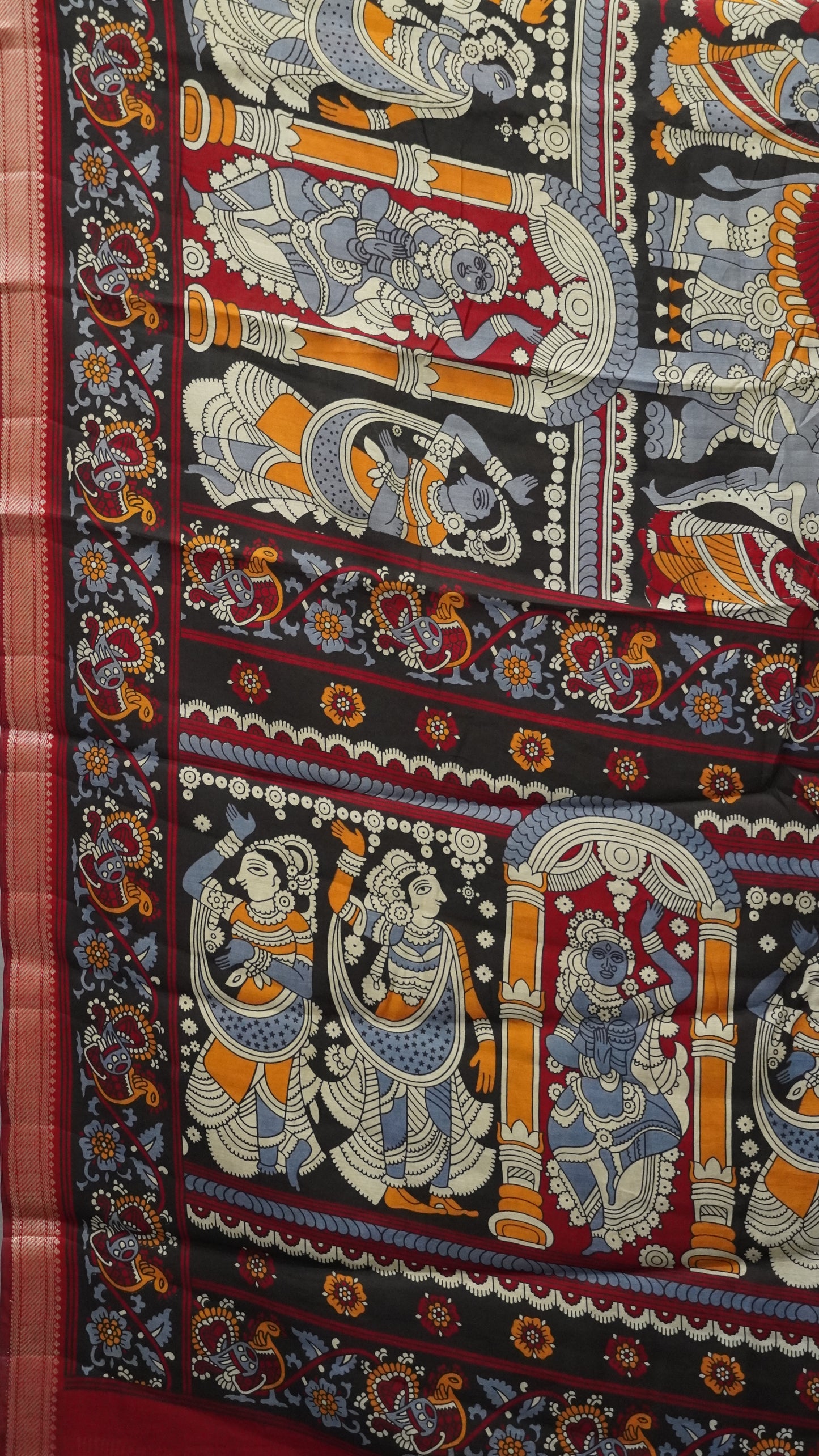Malai Cotton Saree Chennur Design - Black