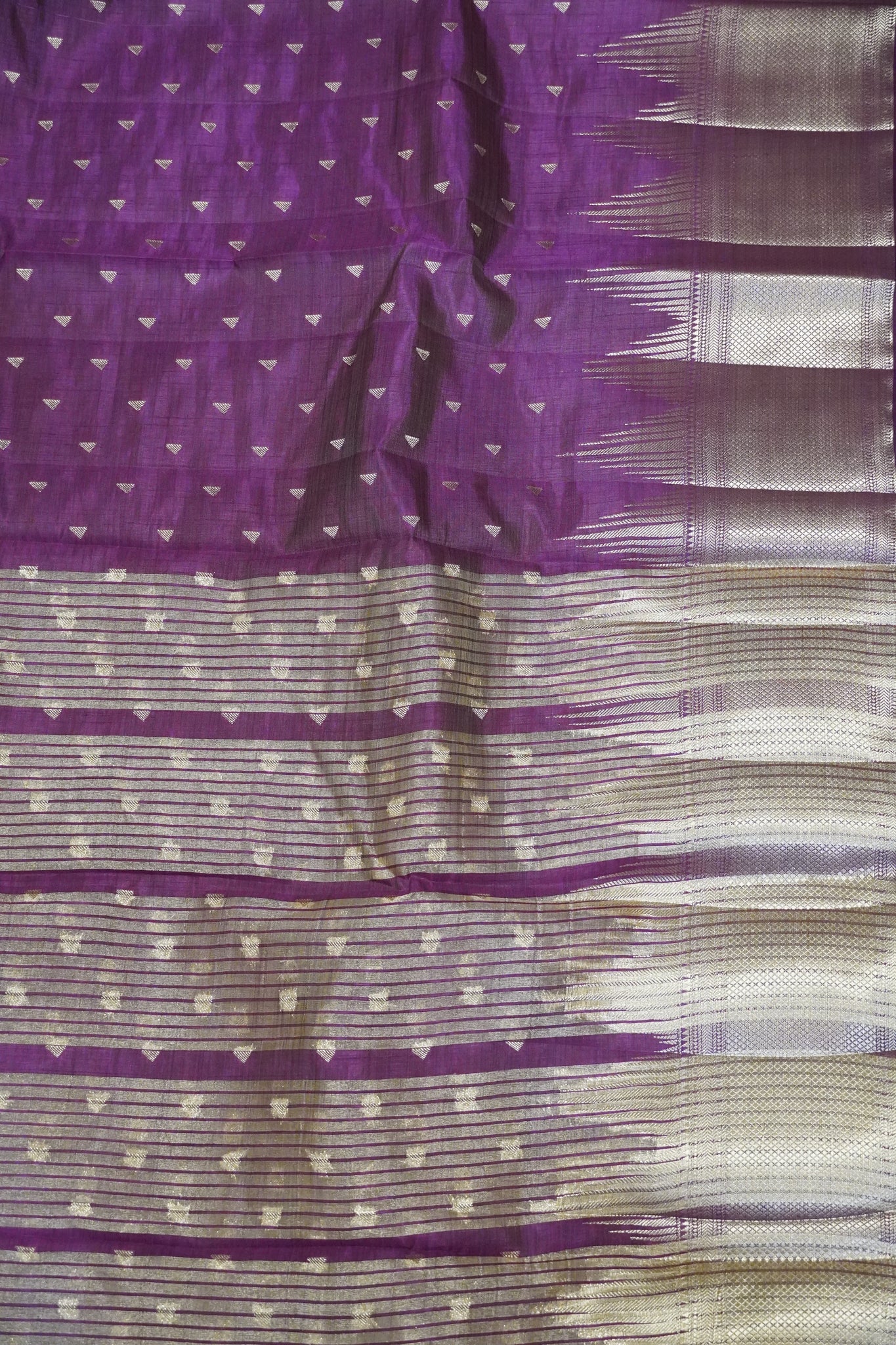 Semi Tussar Saree - Temple Border Araku