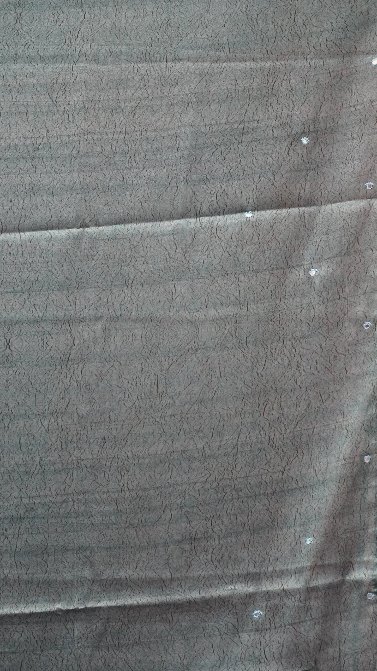 Semi Tussar Saree Ajrakh Print With Mirror Work - Rust