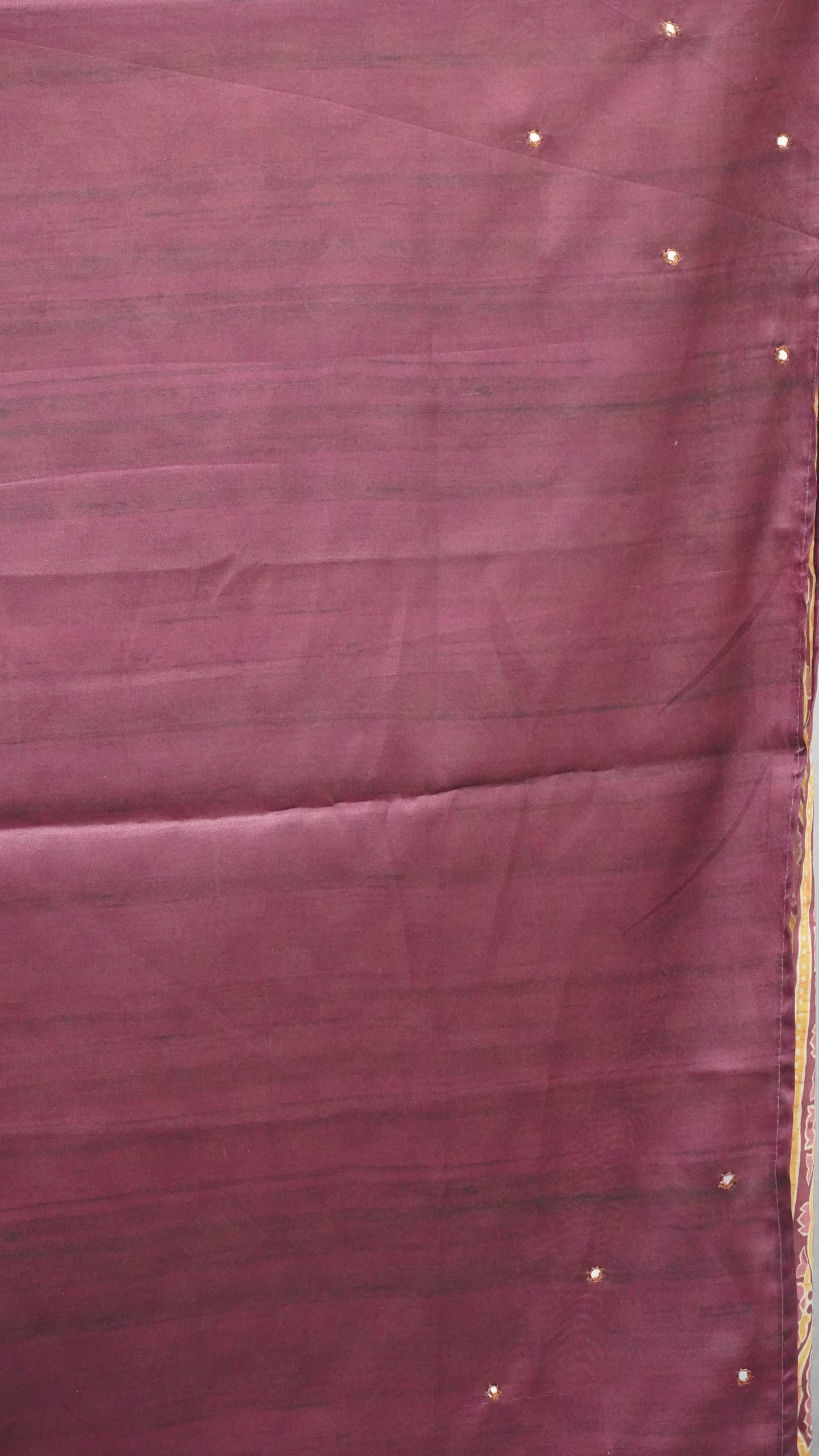 Semi Tussar Saree Ajrakh Print With Mirror Work - Purple