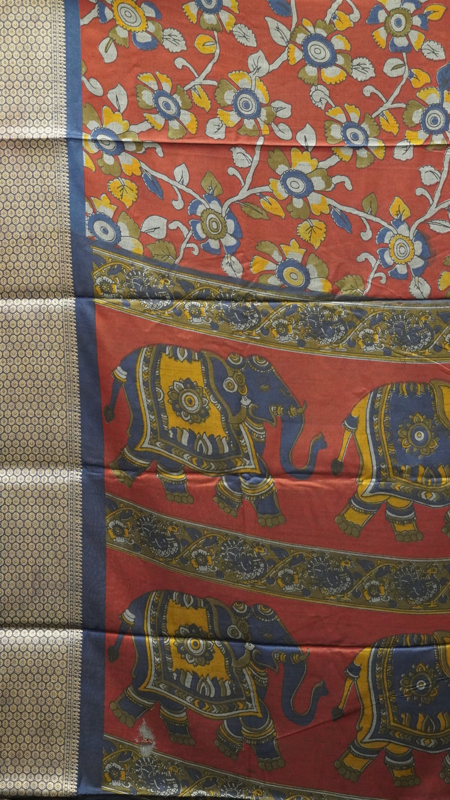 Dola Silk Saree Kalamkari - Maroon