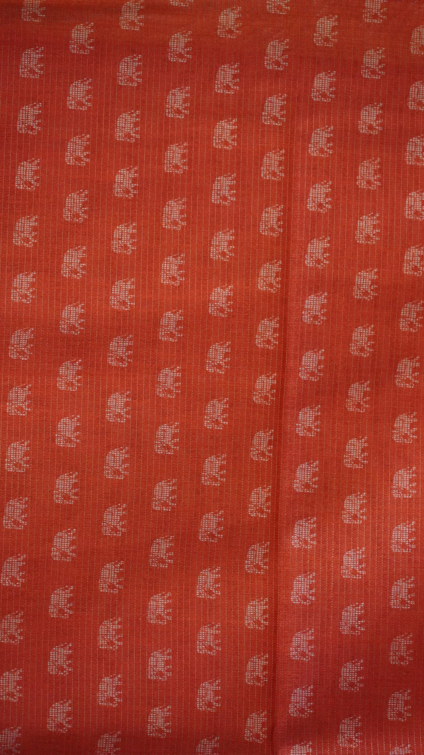 Semi Tussar Saree Ikkat Print - Black to Red