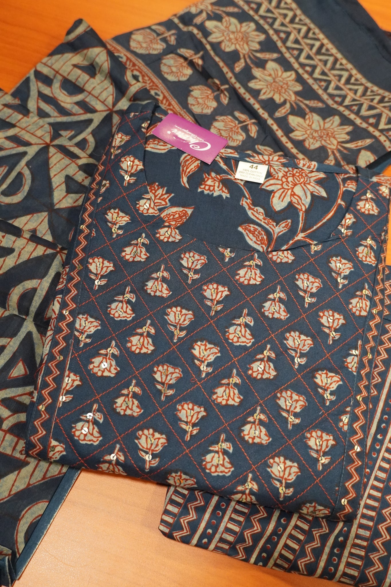 3 Pcs Kurti Set - Thread Work