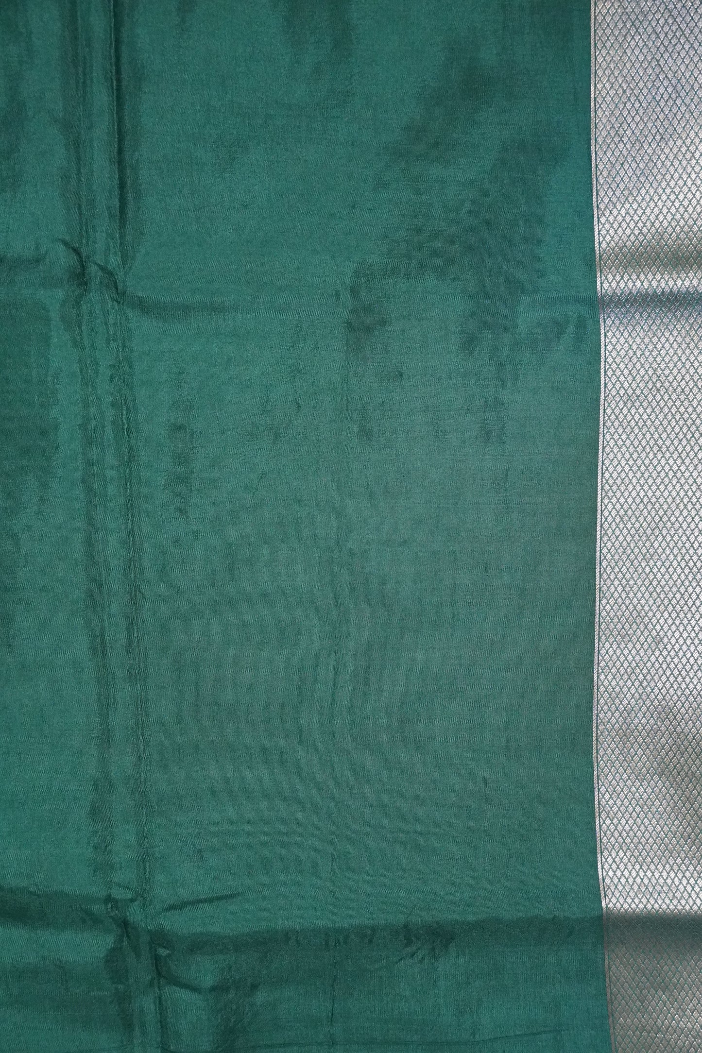 Banarasi Crepe Saree - Crane Design - Dark Green