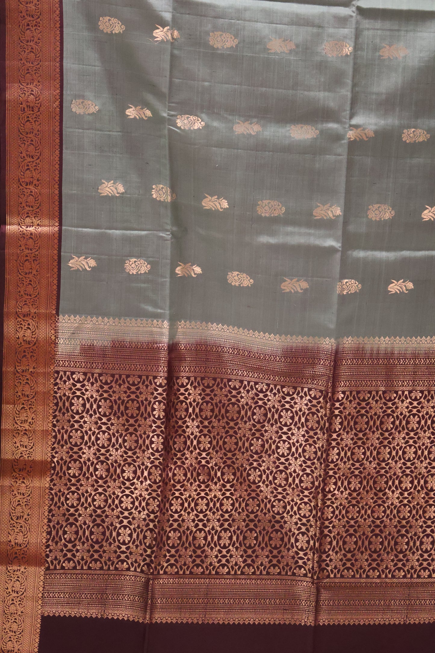 Pure Soft Silk Saree - Green - Brown