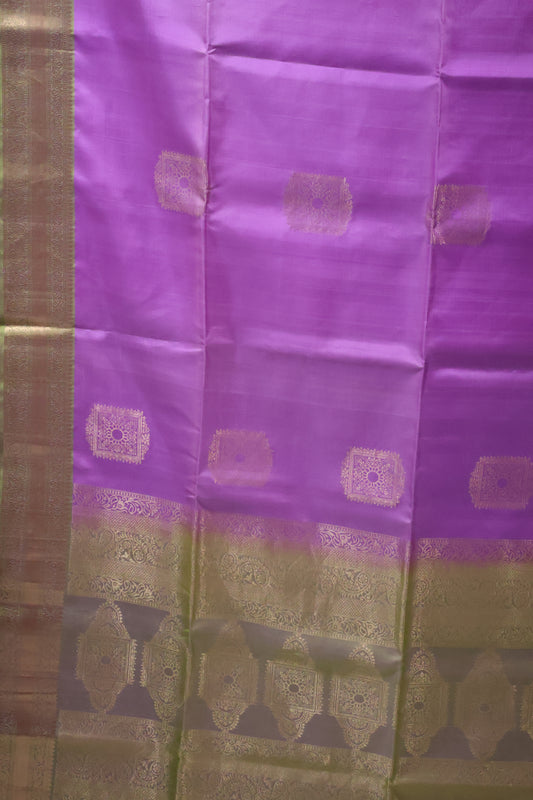 Pure Soft Silk Saree - Lavendar - Green