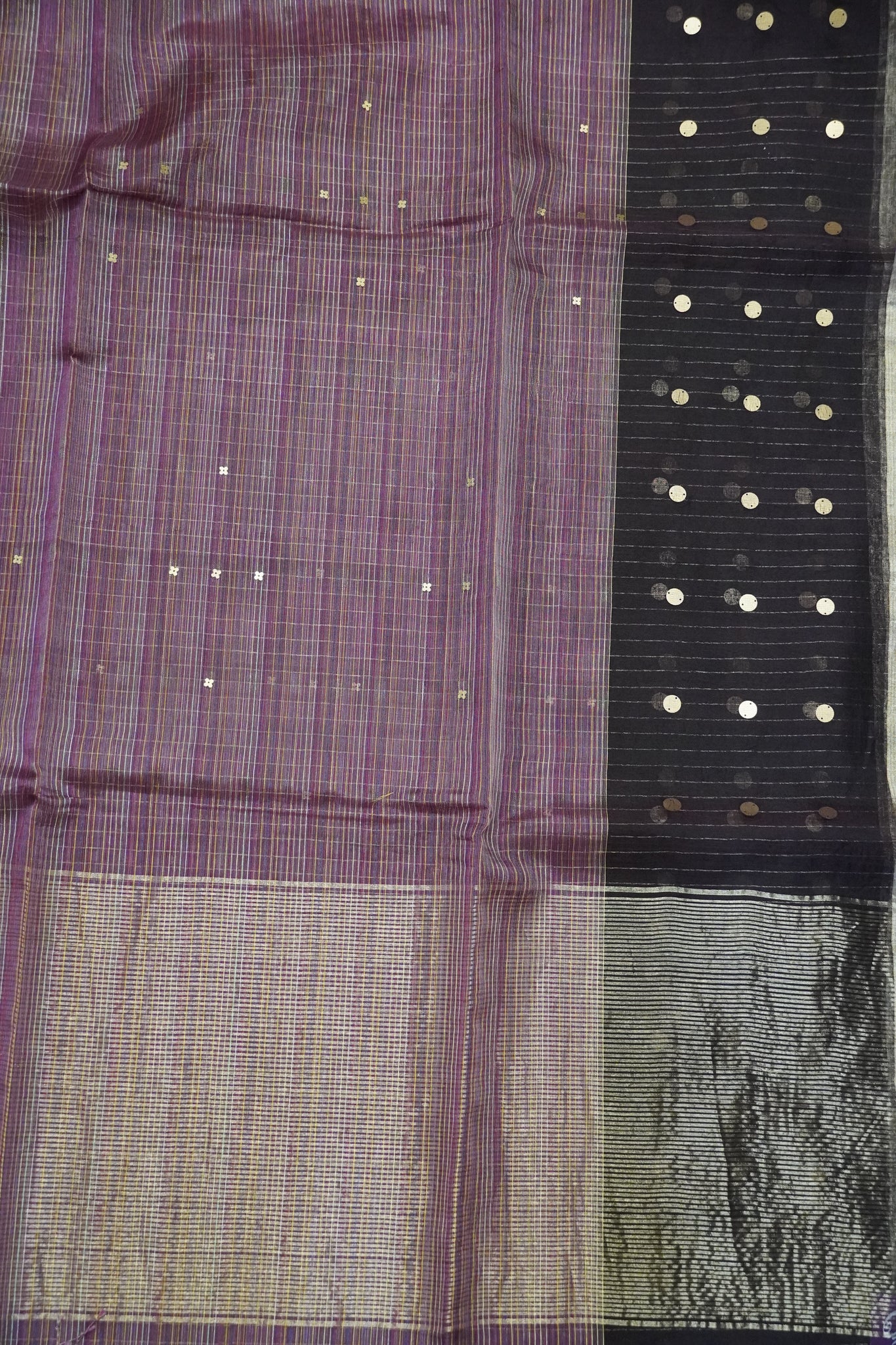 Pure Matka Tussar Saree - Round Zari Butta Araku