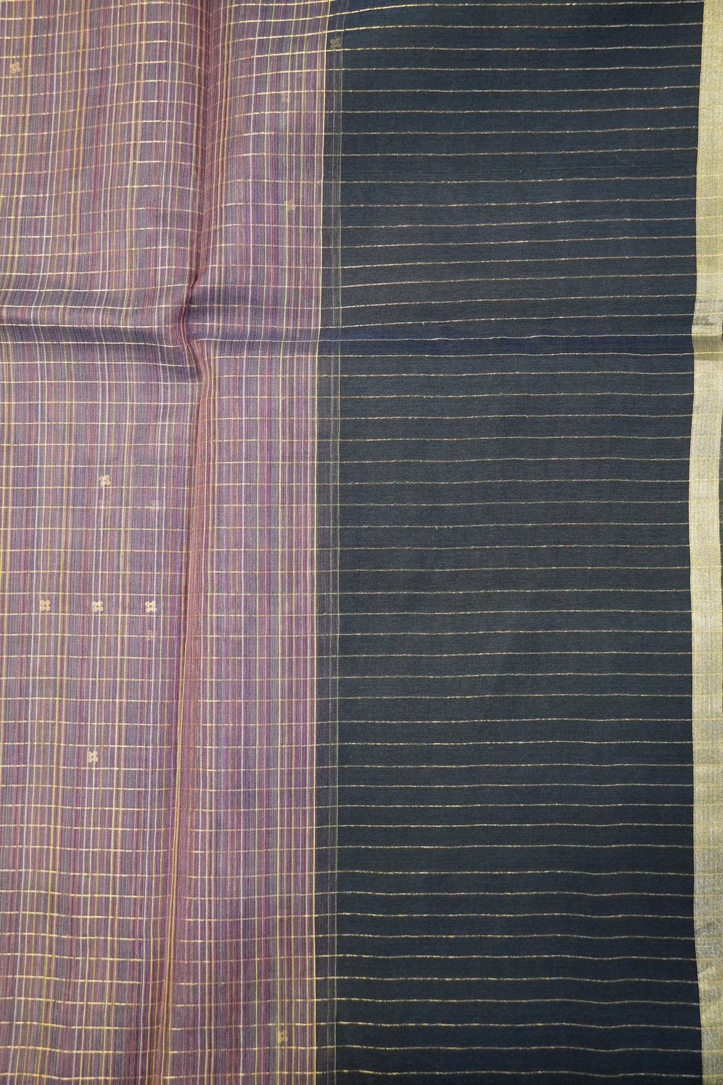 Pure Matka Tussar Saree - Round Zari Butta Blue