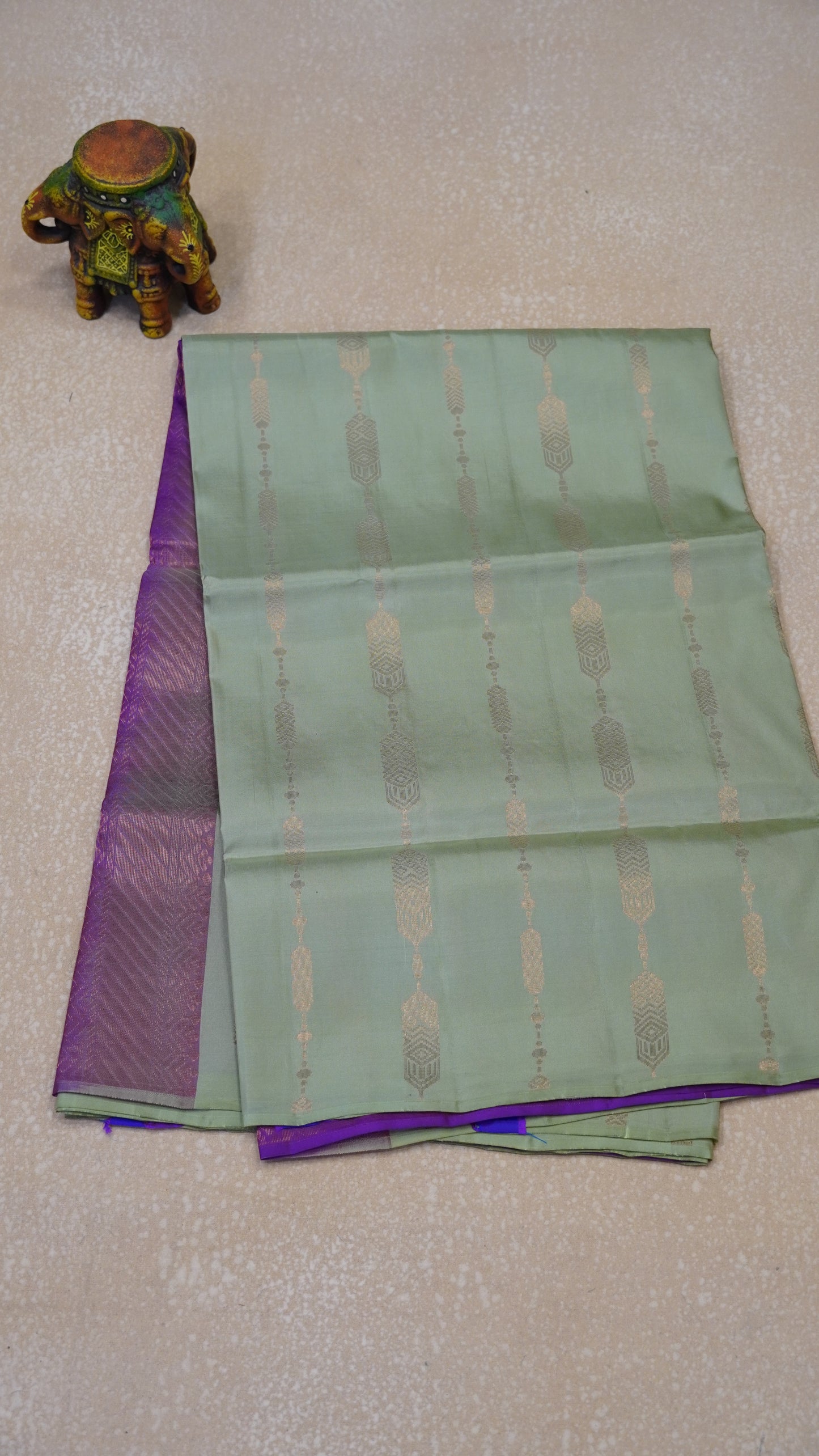 Pure Soft Silk Saree 1  1/2 Warp - Green to Purple