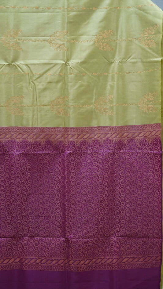 Pure Soft Silk Saree - Green - Purple