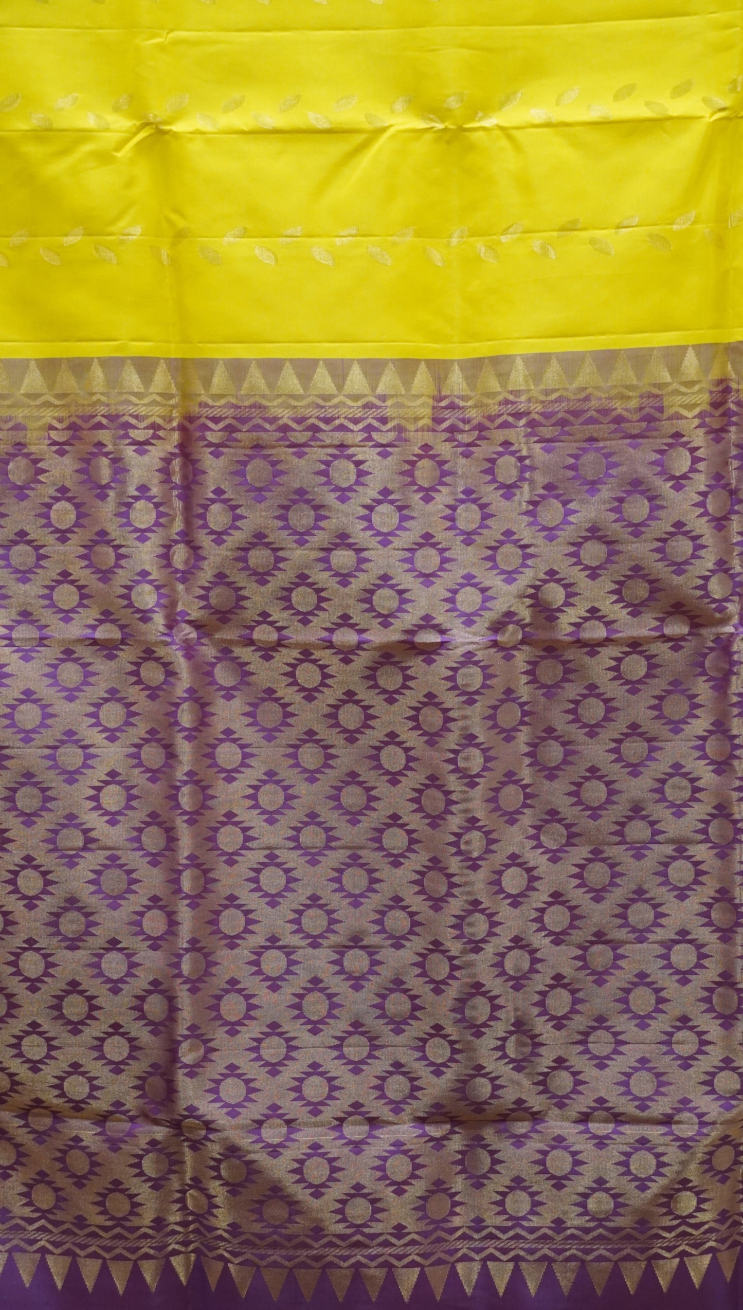 Pure Soft Silk Saree 1  1/2 Warp - Mustard to Purple