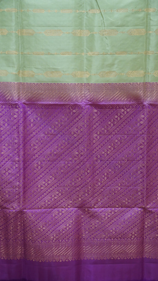 Pure Soft Silk Saree 1  1/2 Warp - Green to Purple