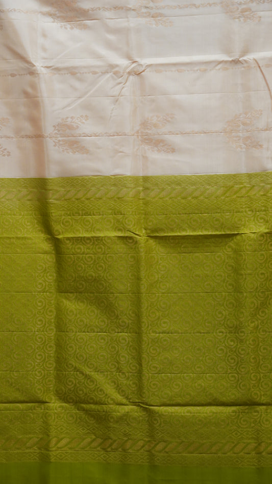 Pure Soft Silk Saree 1  1/2 Warp - Light Peach to Green