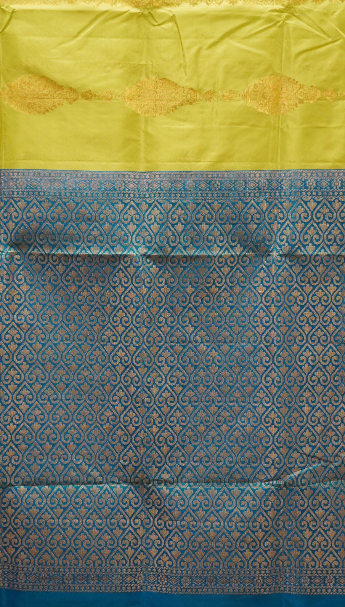 Pure Soft Silk Saree 1 1/2 Warp - Green to Peacock Blue