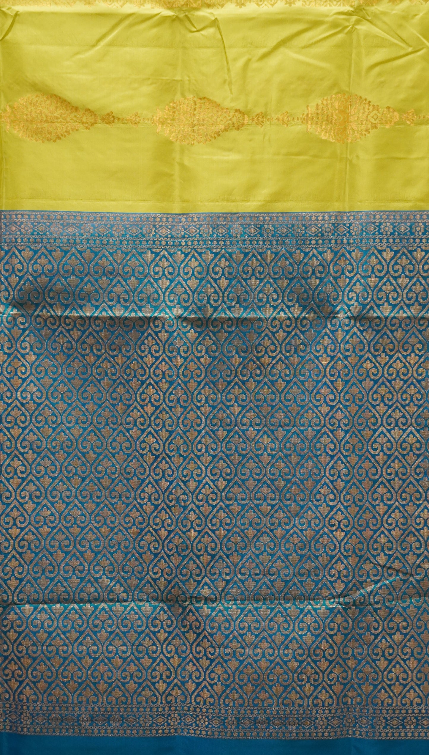 Pure Soft Silk Saree 1  1/2 Warp - Green to Peacock Blue