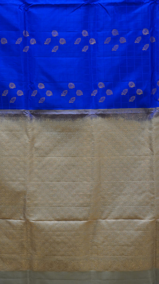 Pure Soft Silk Saree 1  1/2 Warp - Peach - Blue to Beige