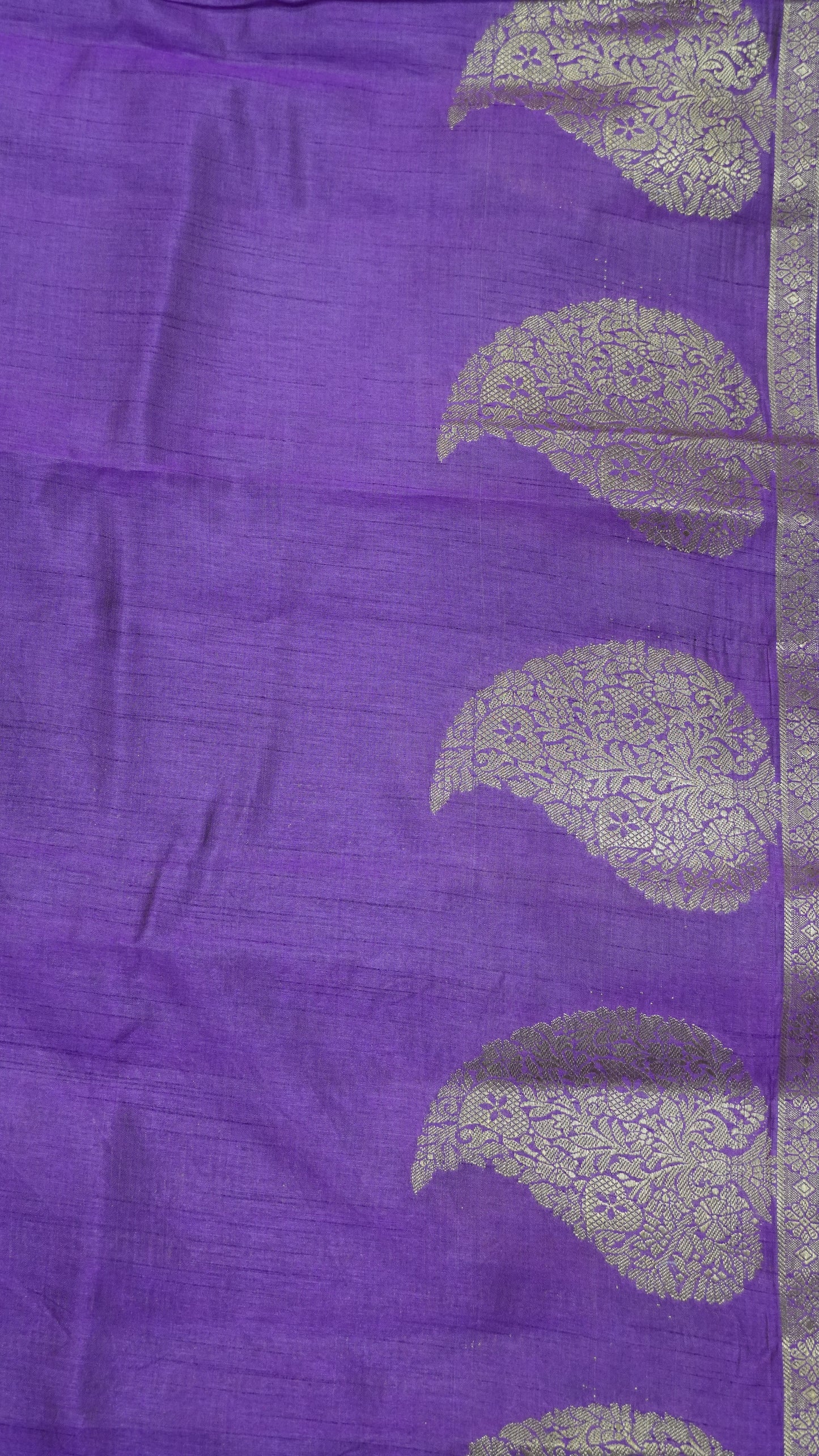 Semi Tussar Saree-Purple Leaf Butta