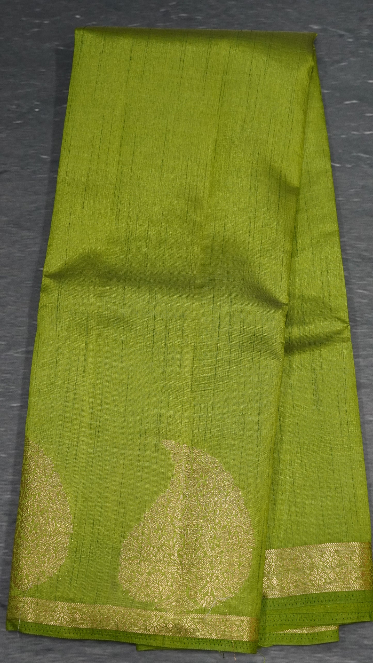 Semi Tussar Saree-Light Green Leaf Butta
