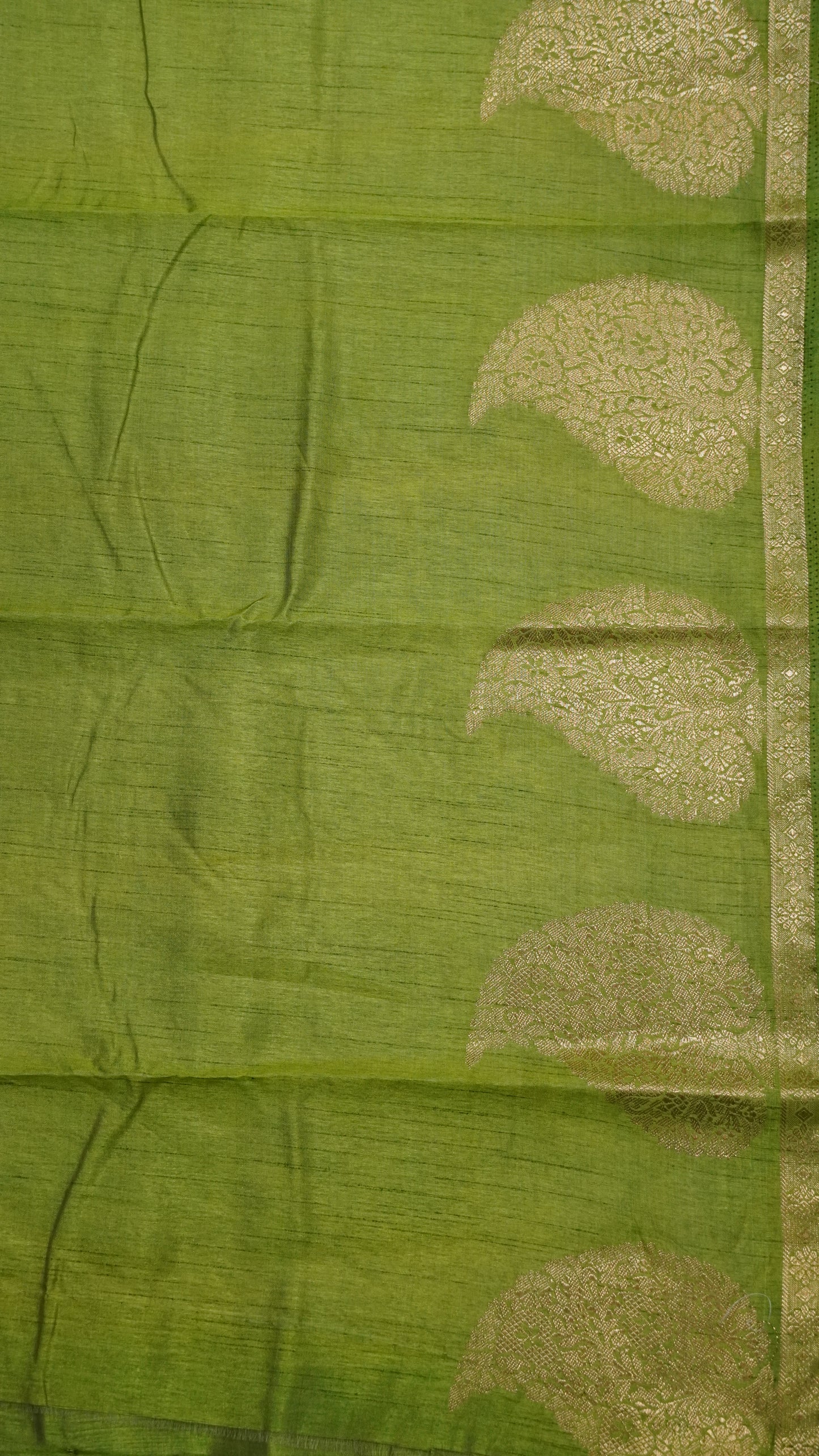 Semi Tussar Saree-Light Green Leaf Butta