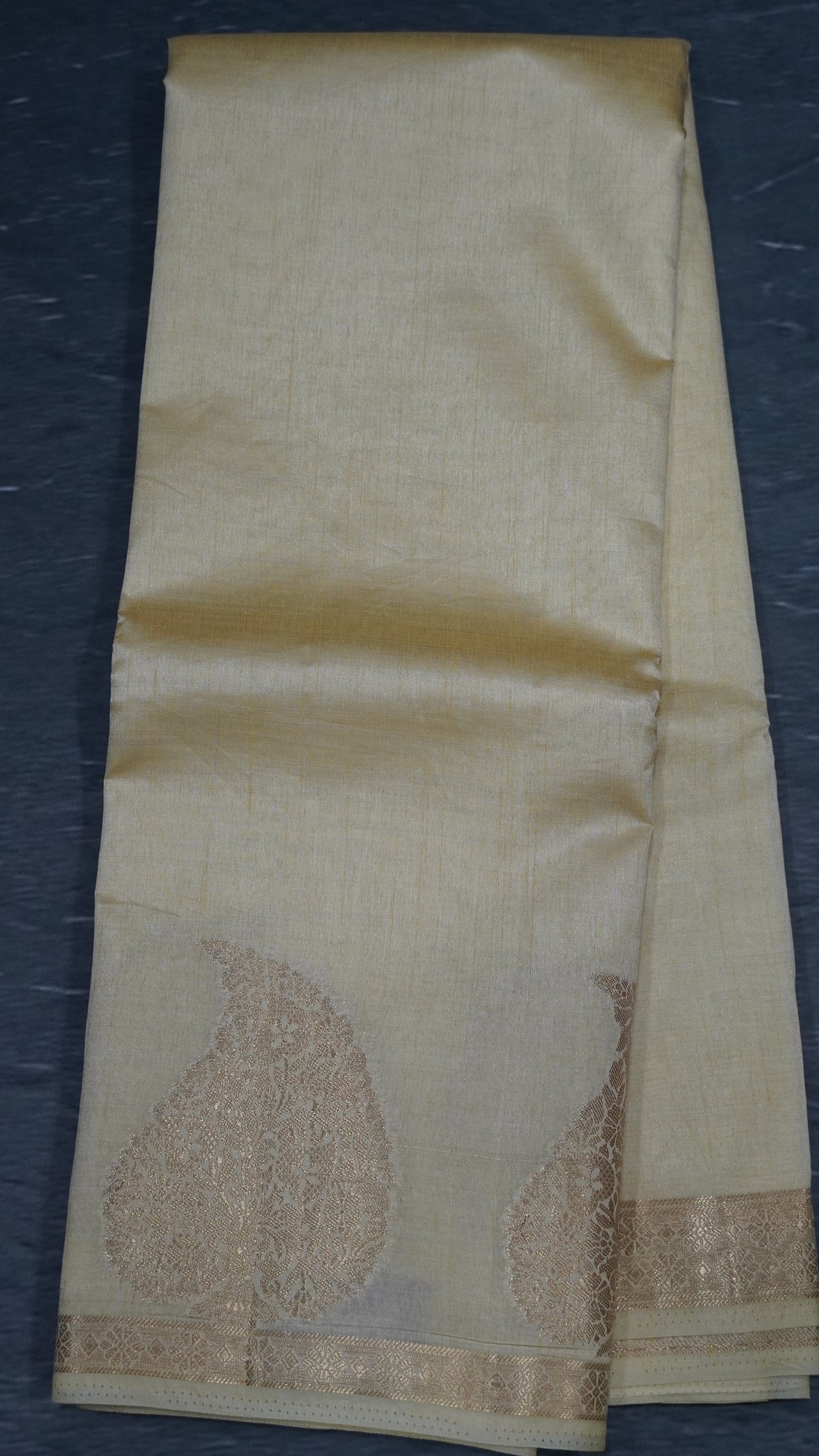 Semi Tussar Saree-Sandal Leaf Butta