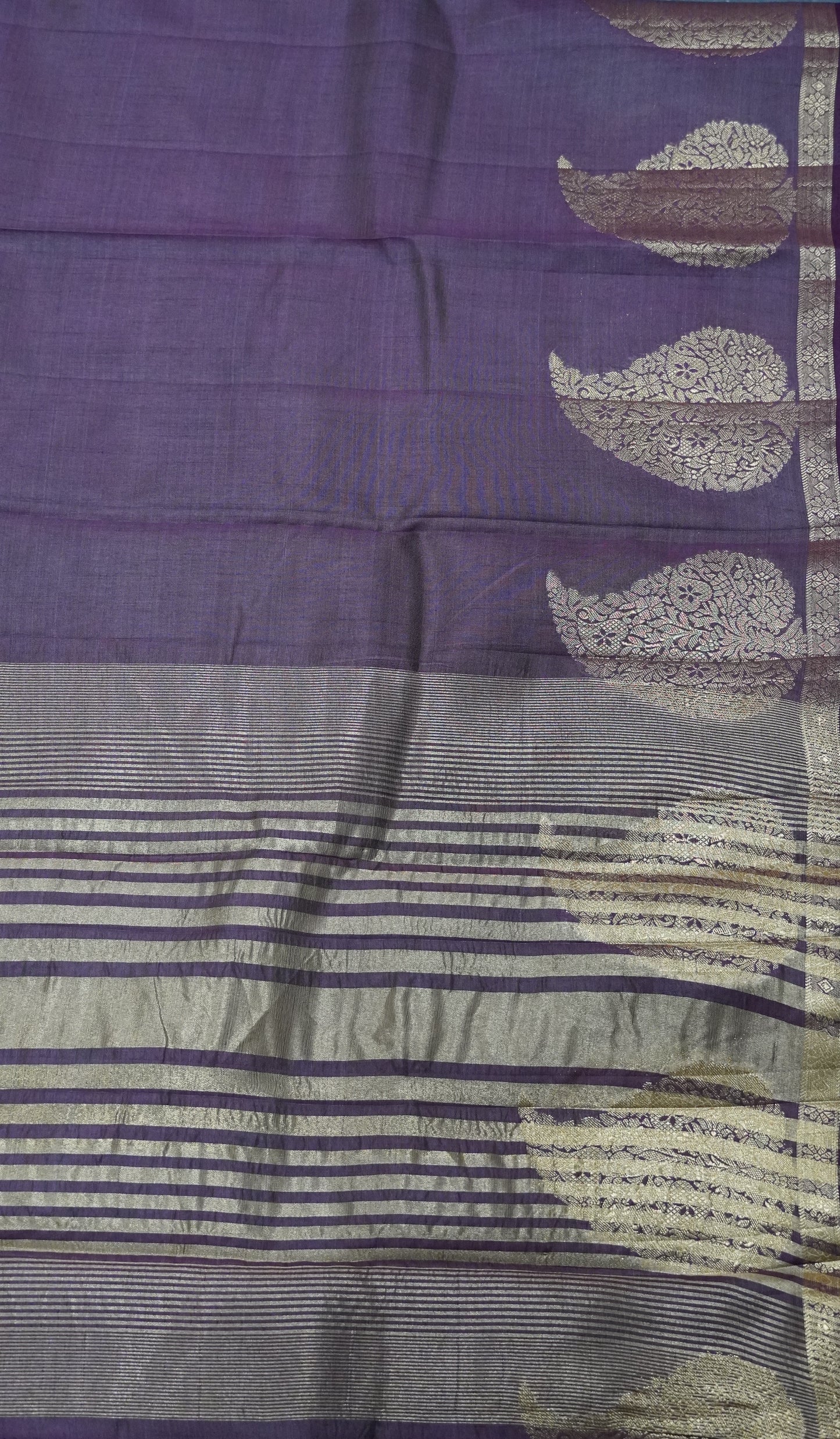 Semi Tussar Saree-Maroon Leaf Butta