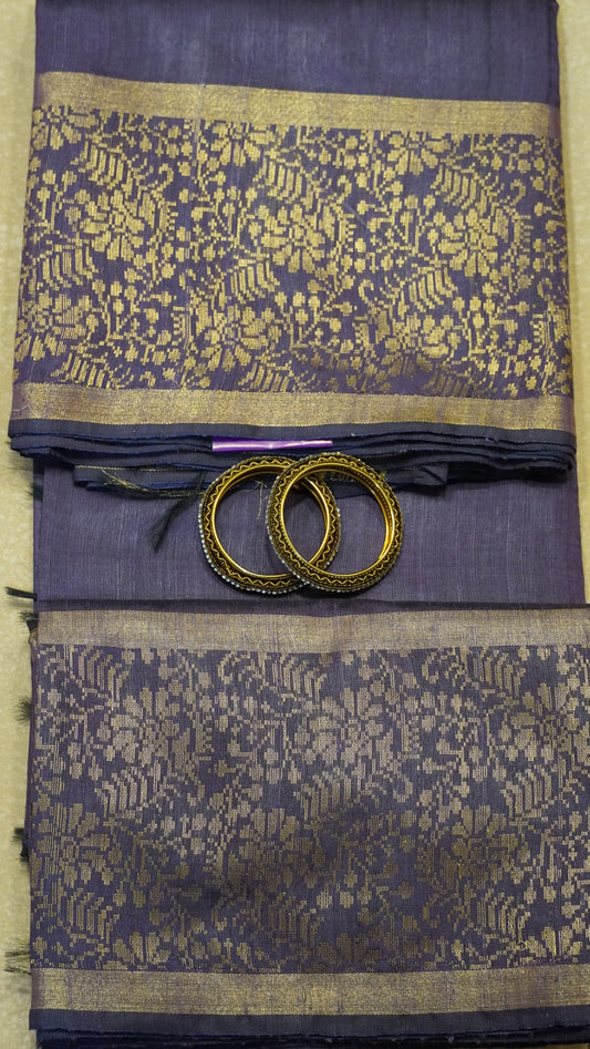 Pure Dupion Silk Saree - Lavender Big Border