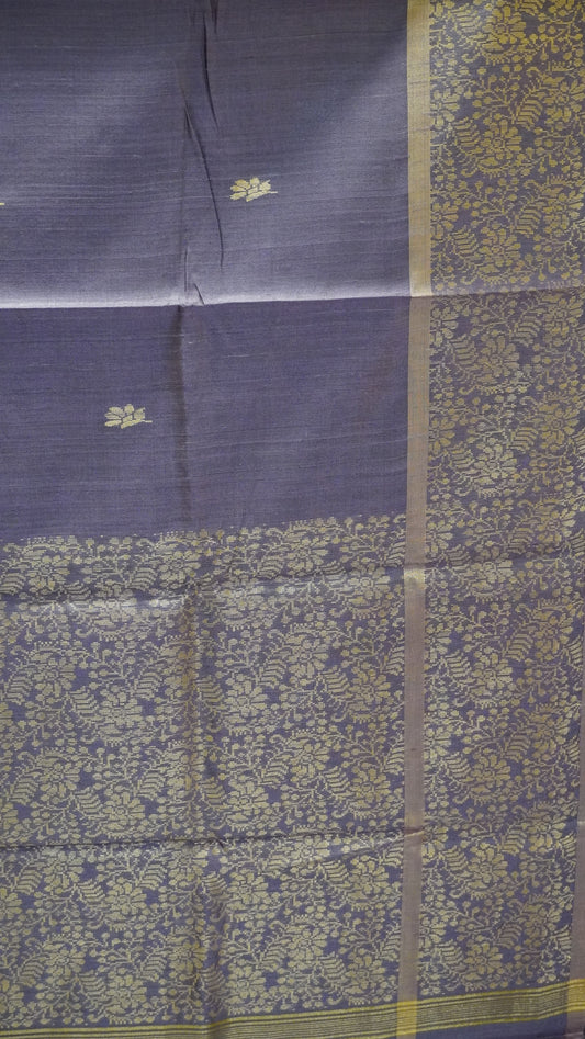 Pure Dupion Silk Saree - Lavender Big Border