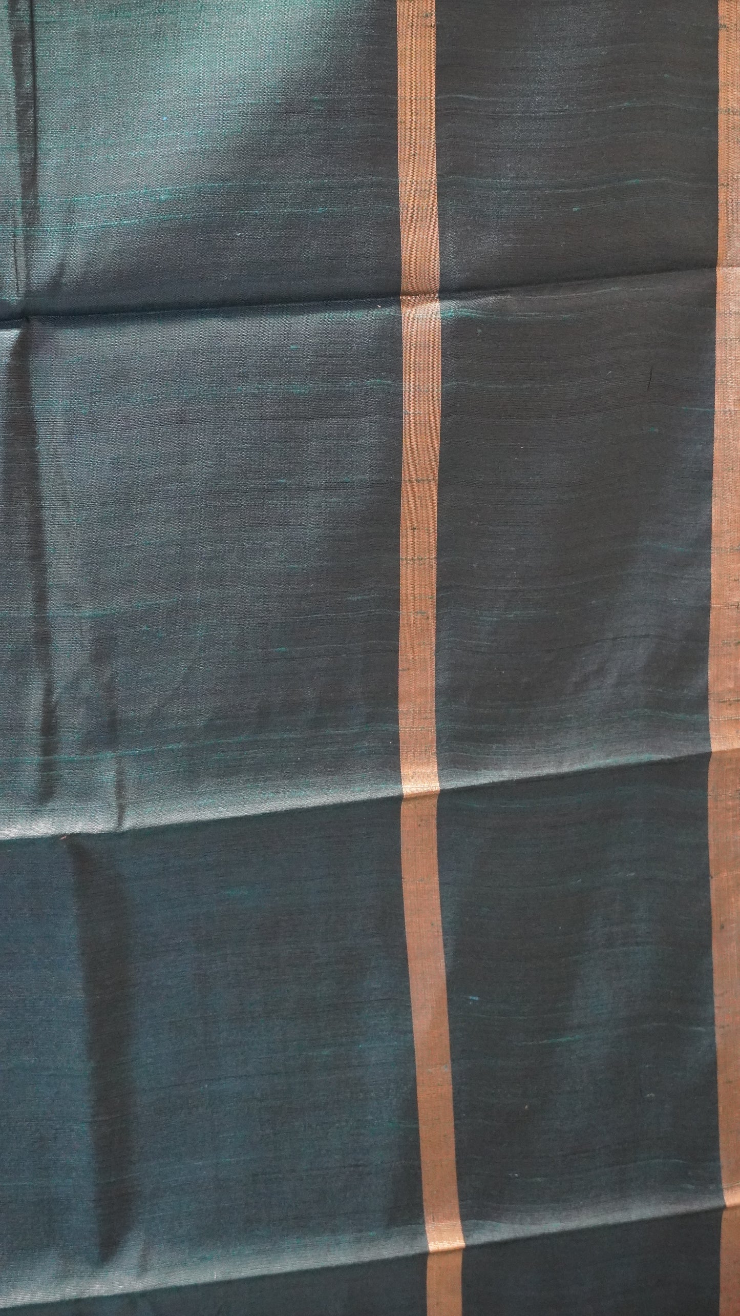 Pure Dupion Silk Saree - Bottle Green Big Border