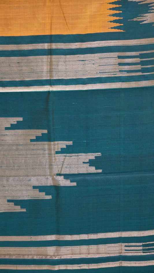 Pure Dupion Silk Saree - Golden Yellow Tower Border