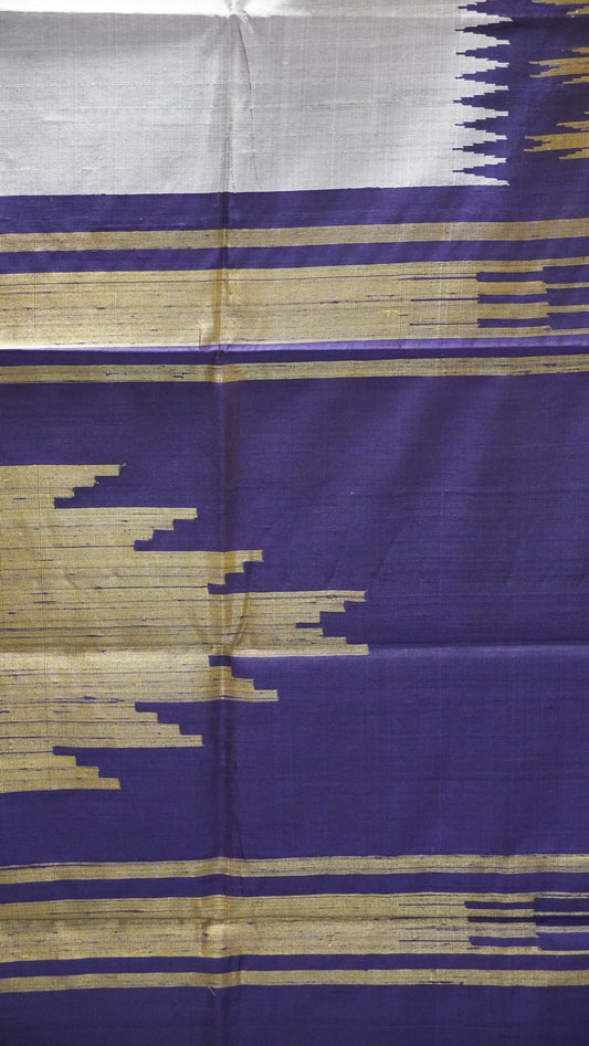 Pure Dupion Silk Saree - Lavender Tower Border