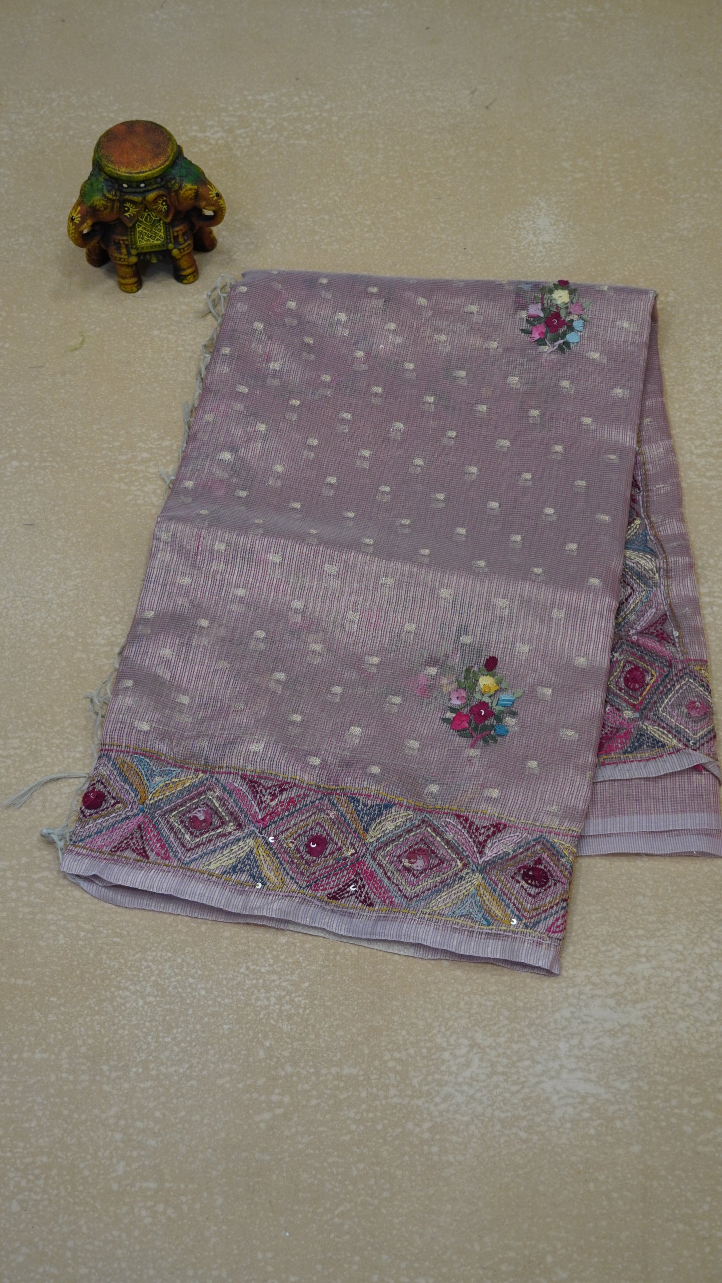 Tissue Kota Saree - Pink